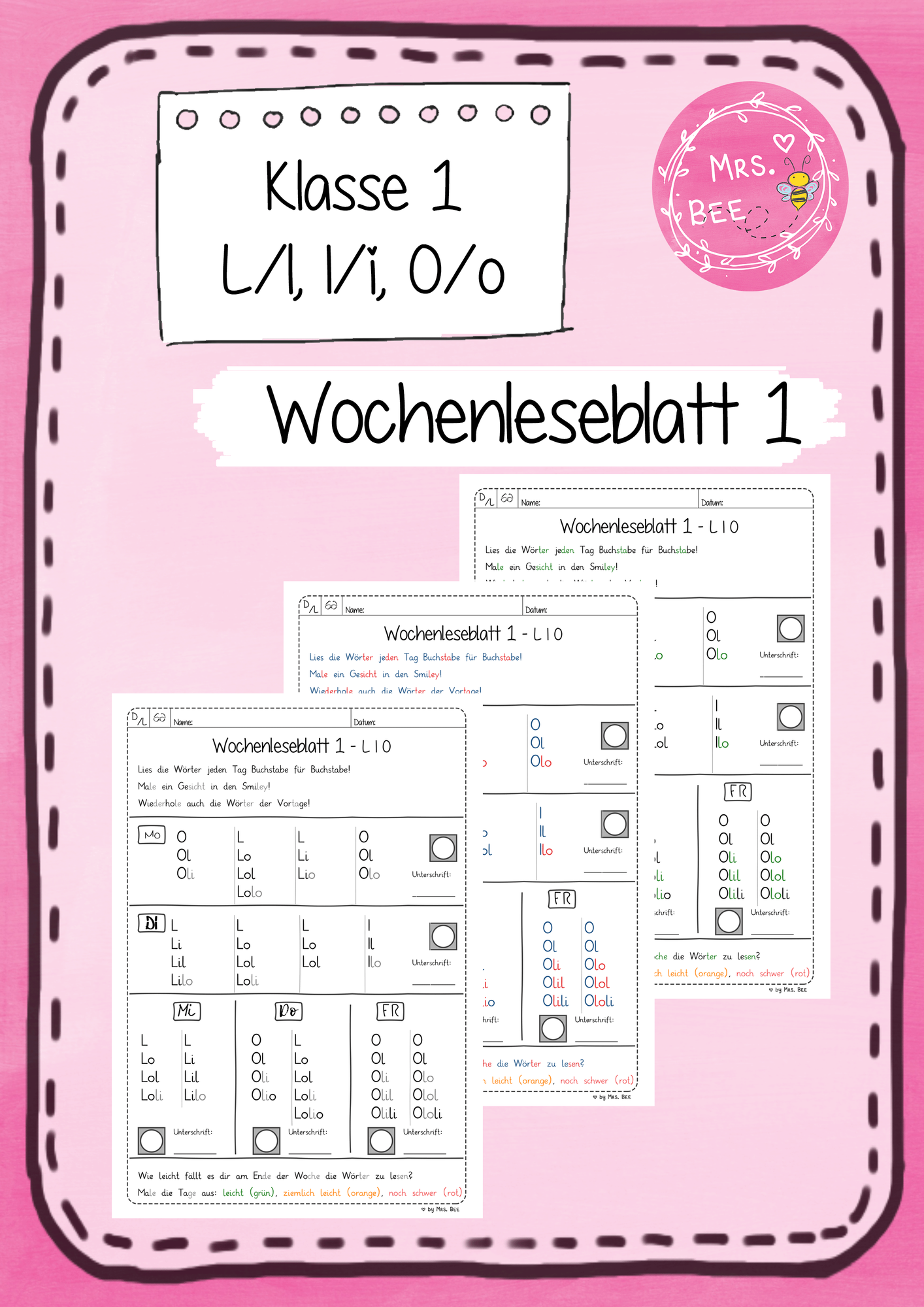 Wochen-Leseblatt 01 - L, l, I, i, O und o - Frohes Lernen in