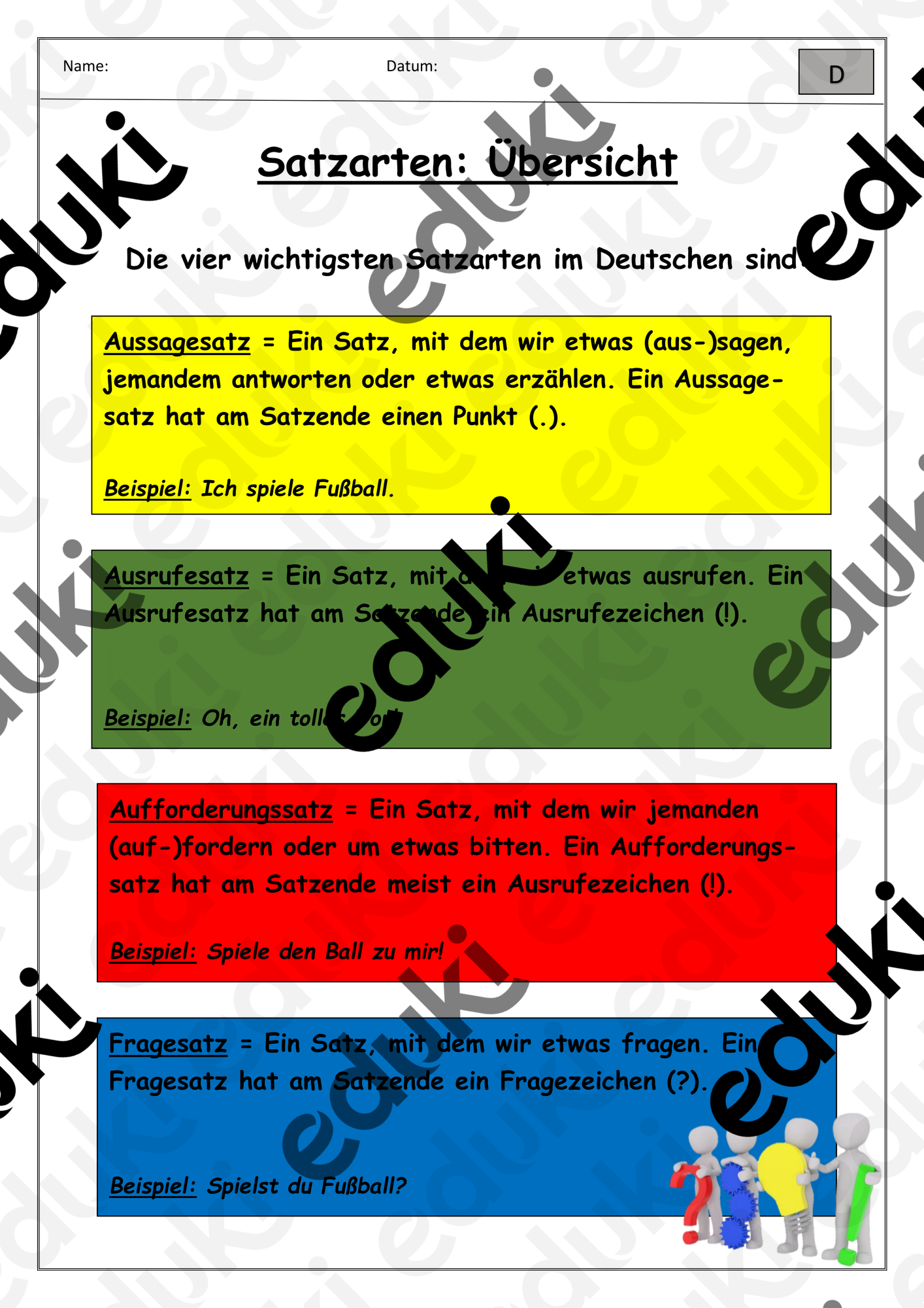 Deutsch/DaZ: MATERIALPAKET - Satzarten (Übersicht + Übungen
