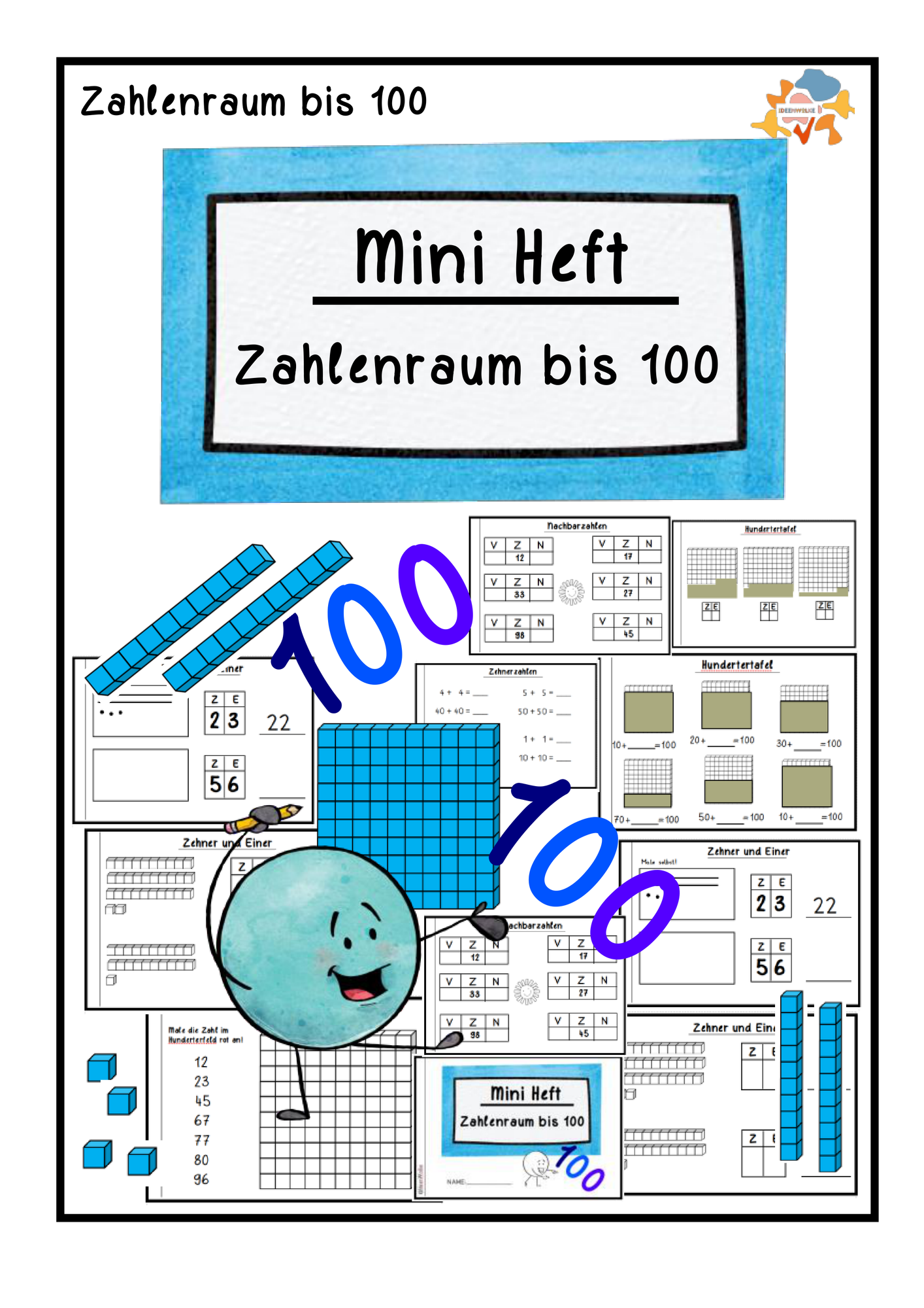 Zahlenraum bis 100- Mini Heft – Unterrichtsmaterial im Fach Mathematik