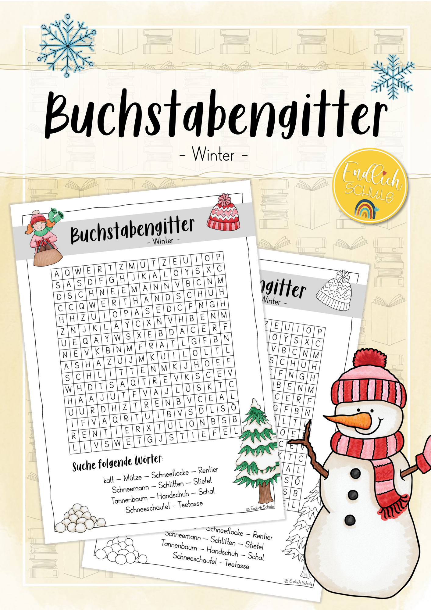 Buchstabengitter "Winter" (+Lösung) – Unterrichtsmaterial im Fach