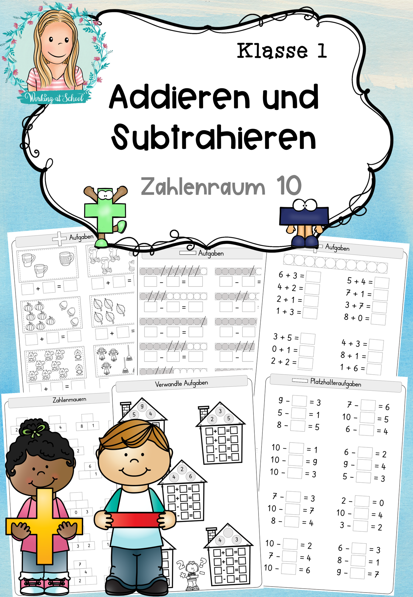 Arbeitsblätter: Addieren und Subtrahieren im Zahlenraum 10 (Mathe