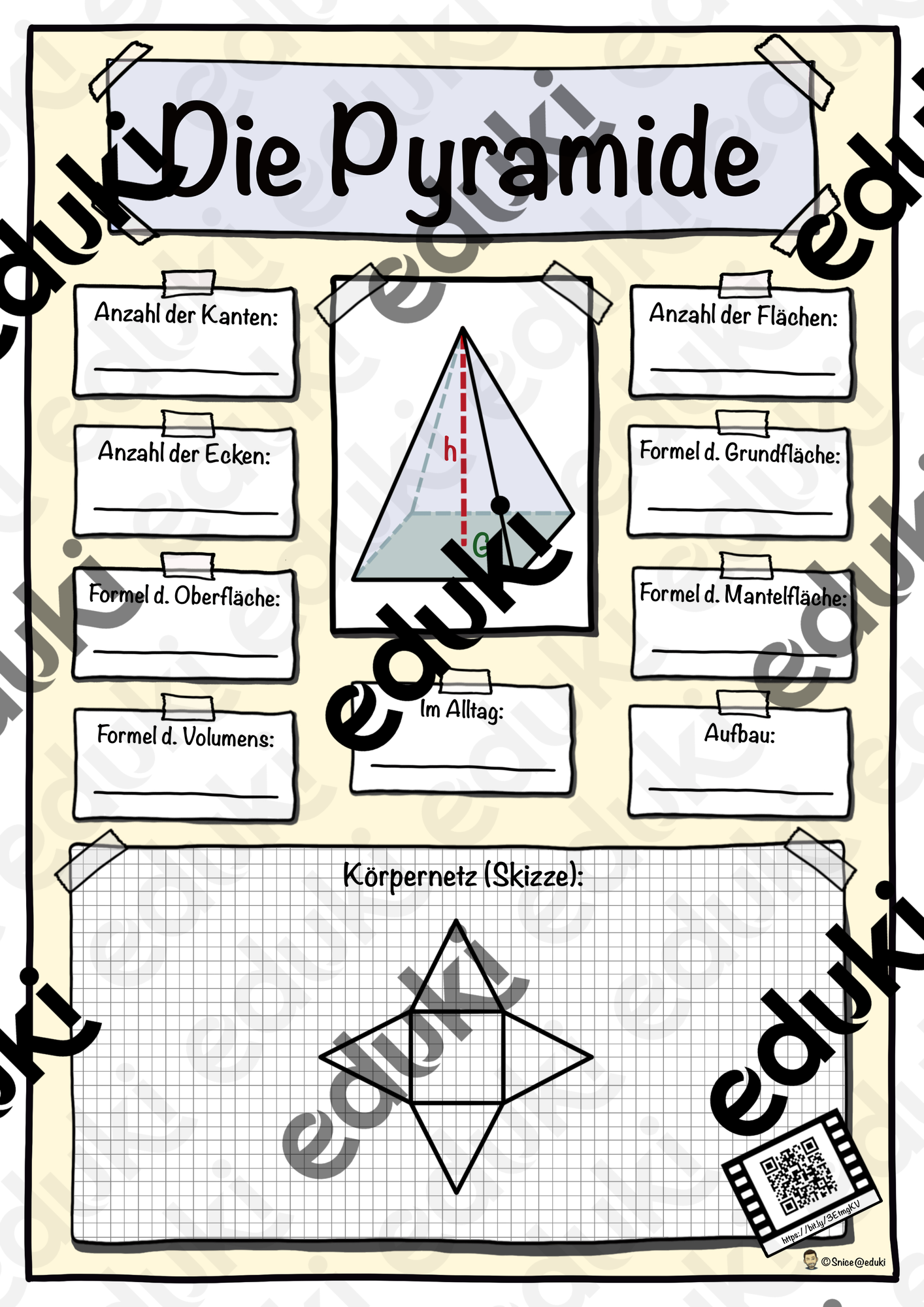 Geometrische Körper - Steckbrief Pyramide - Mathe - Geometrie ...