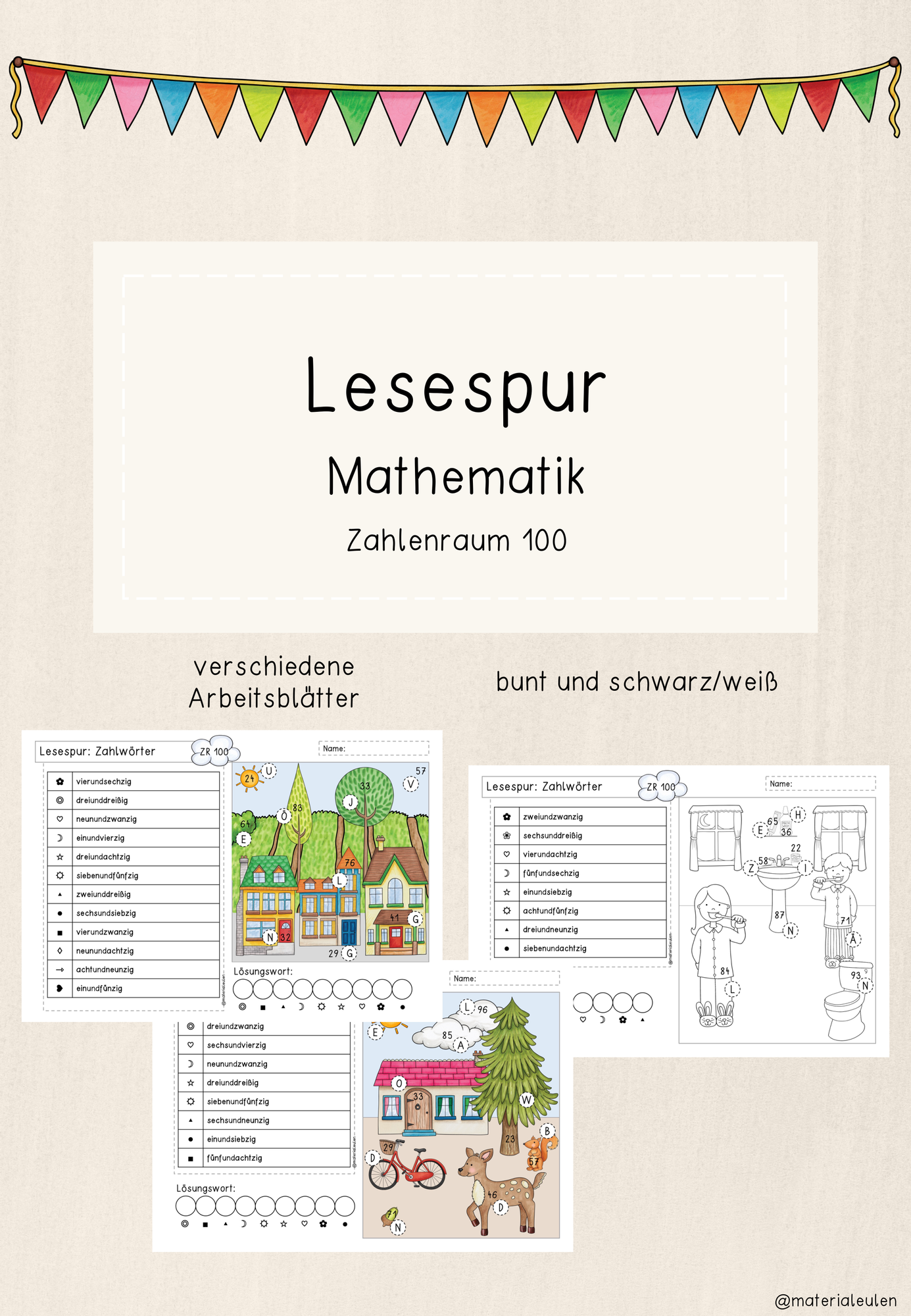 Lesespur "Zahlwörter" (ZR 100) – Unterrichtsmaterial im Fach Mathematik