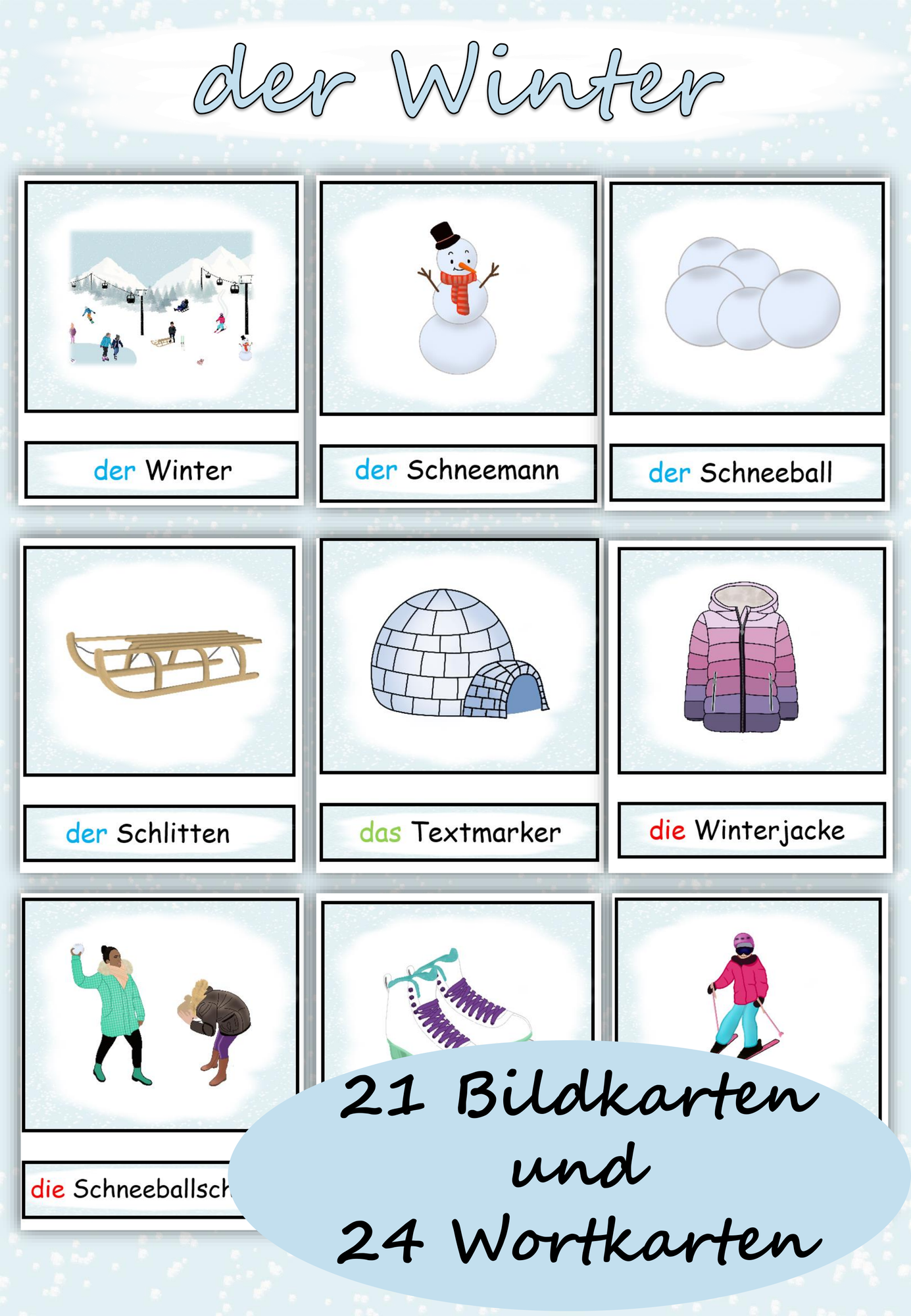 Bildkarten und Wortkarten "der Winter" DaZ – Unterrichtsmaterial im ...