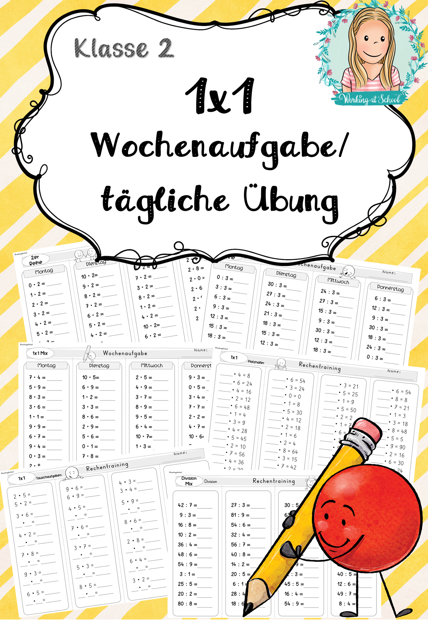 1x1/ Einmaleins: tägliche Übung/ Wochenaufgabe/ Rechentraining (Klasse