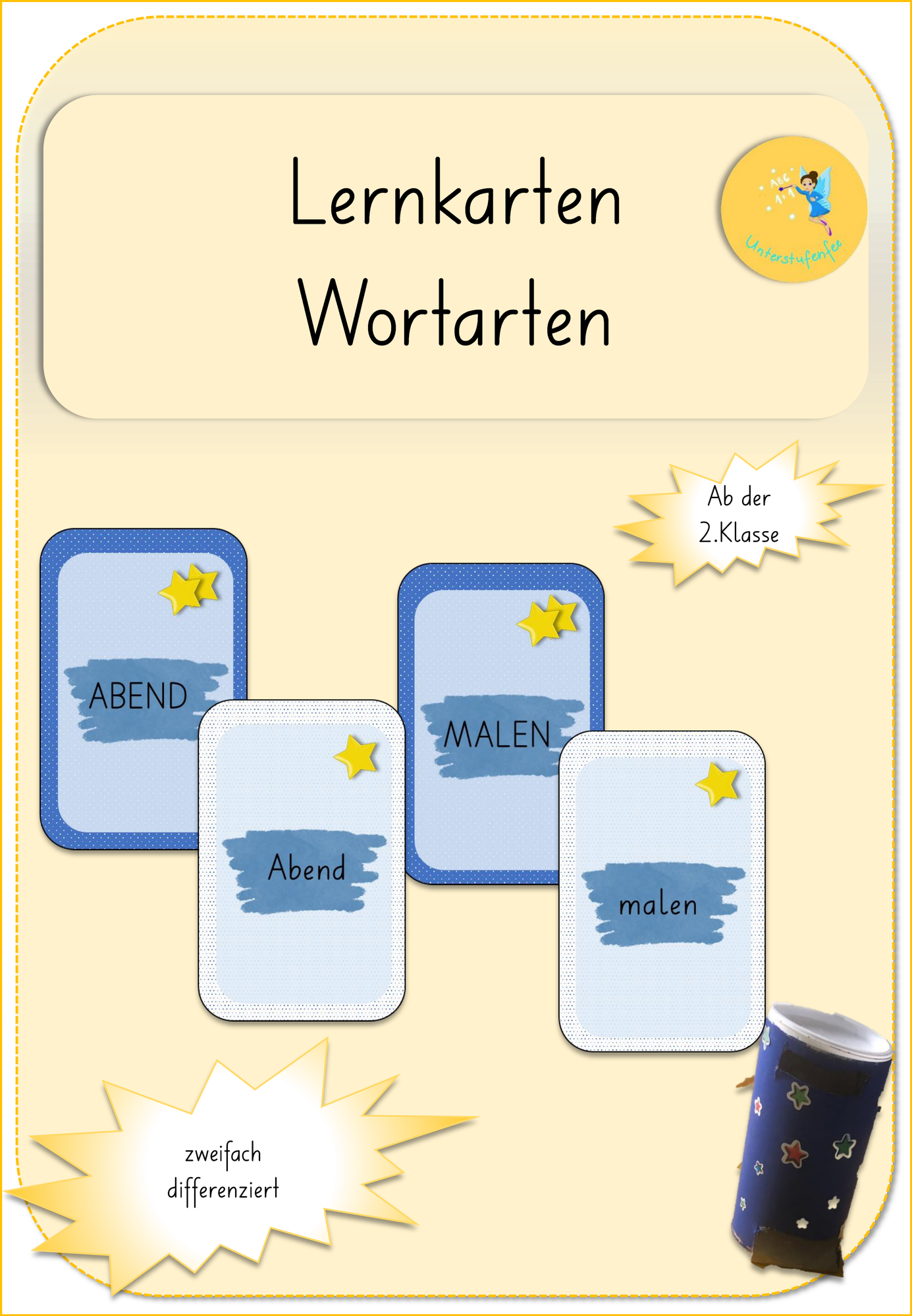 Lernkarten Wortarten (Nomen, Verben, Adjektive) – Unterrichtsmaterial