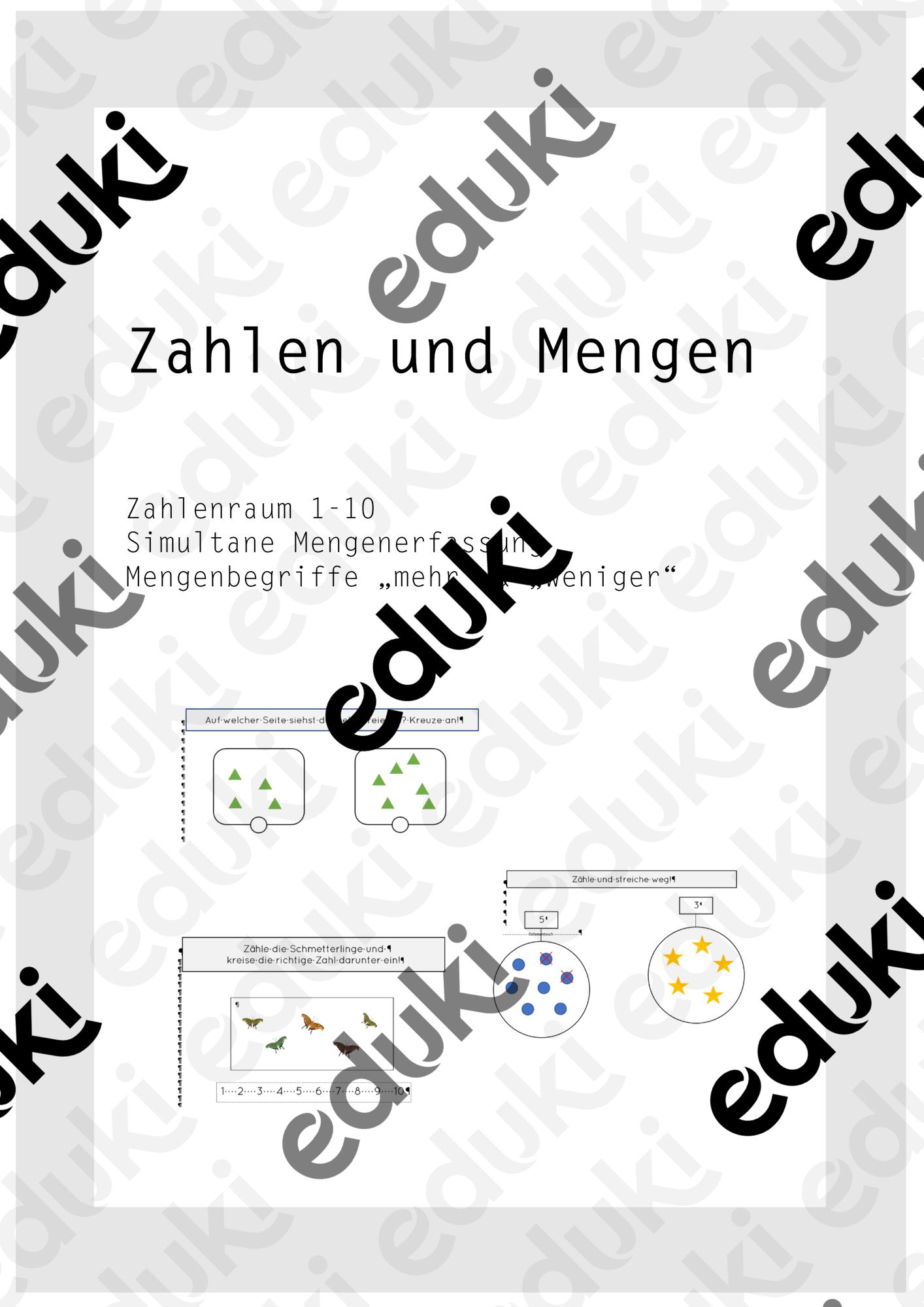 Mathematische Übungen - Mengen & Zahlen – Unterrichtsmaterial im Fach