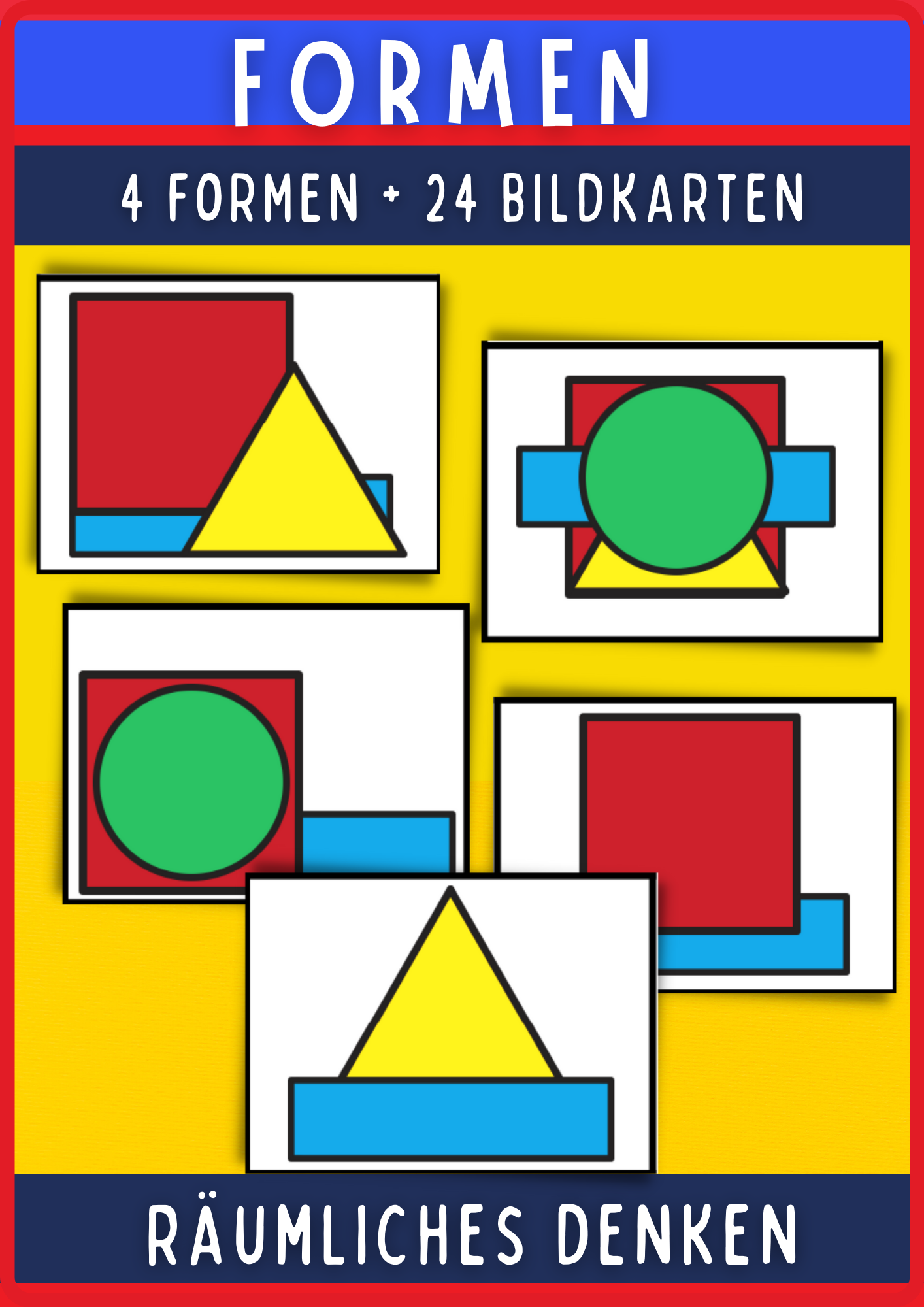Geometrische Formen + 24 Bildkarten | Erste Klasse | Vorschule