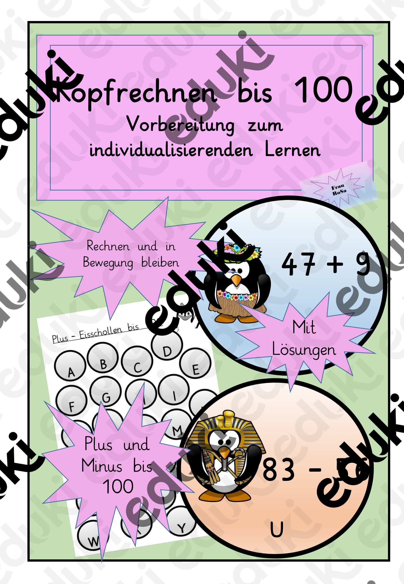 Kopfrechnen bis 100 mit dem Pinguin – Unterrichtsmaterial im Fach