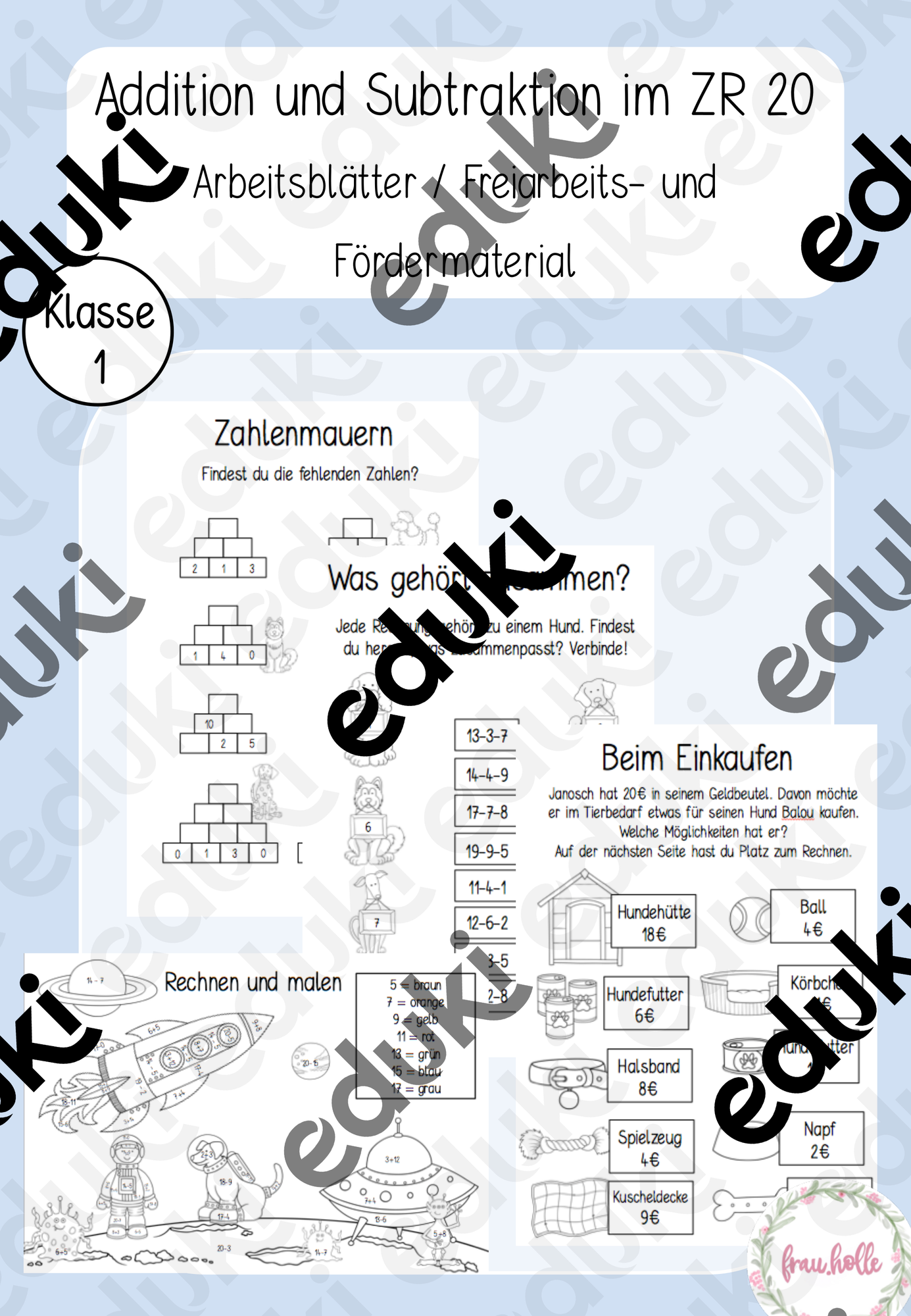 Subtraktion und Addition im Zahlenraum 20 – Unterrichtsmaterial im Fach