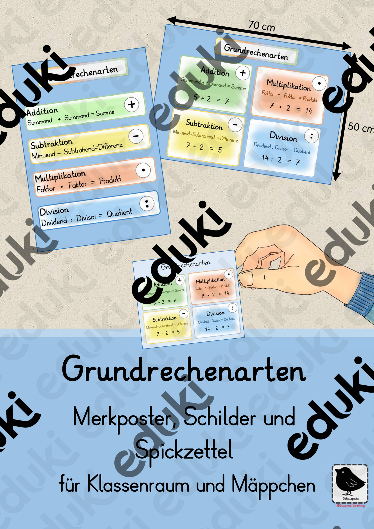 Plakate, Merkposter und Spickzettel: Grundrechenarten