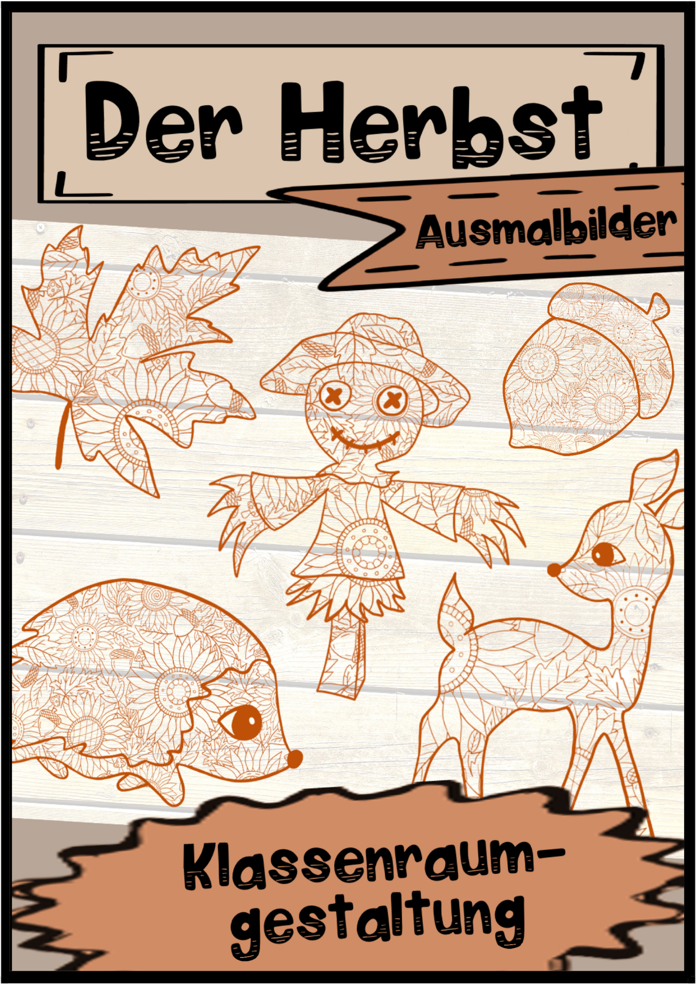 Herbst, 10 Ausmalbilder / Zentangle / Mandala, Klassenraumgestaltung