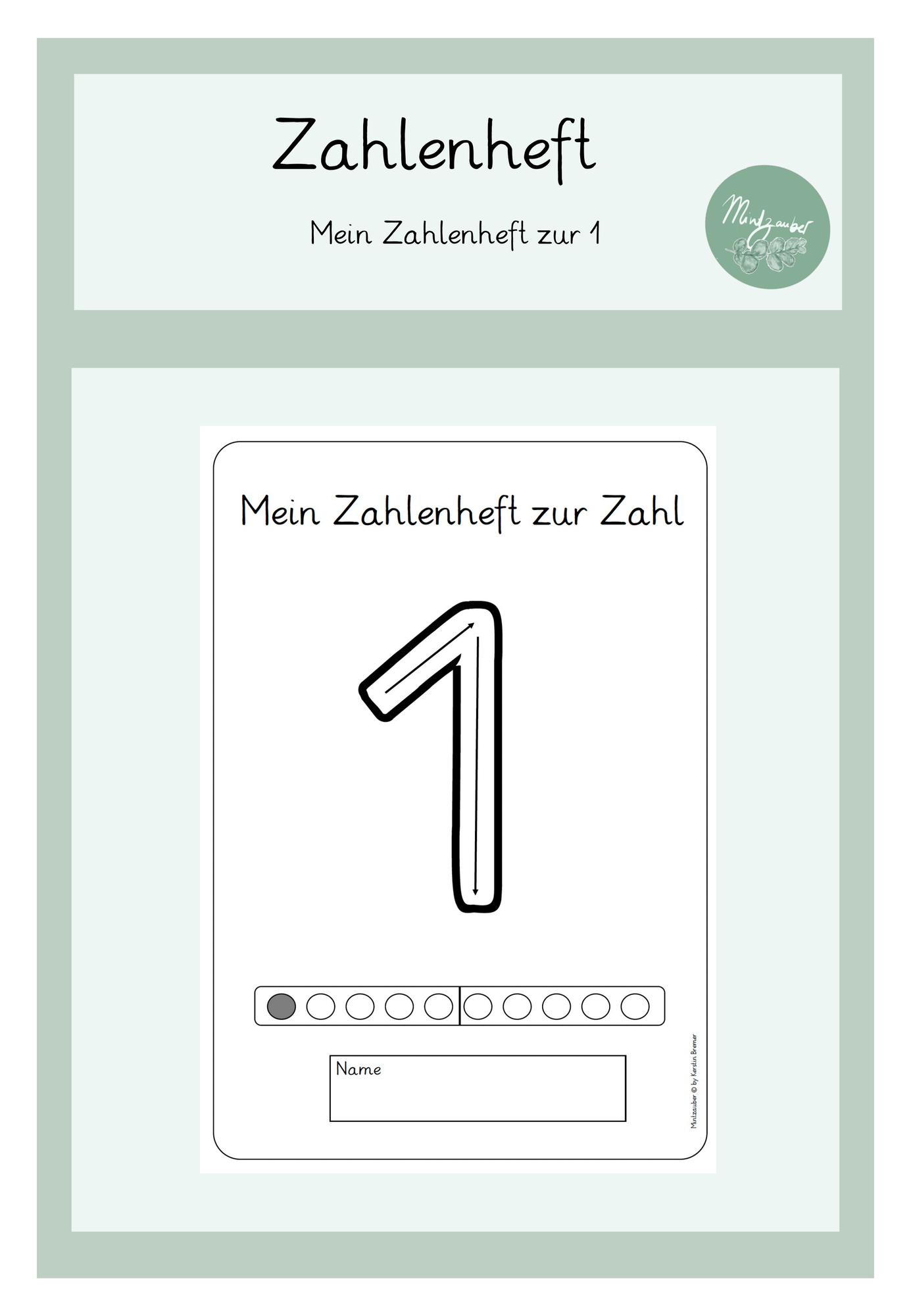 Zahlenheft zur Zahl 1 Ziffernkurs Ziffernschreibkurs