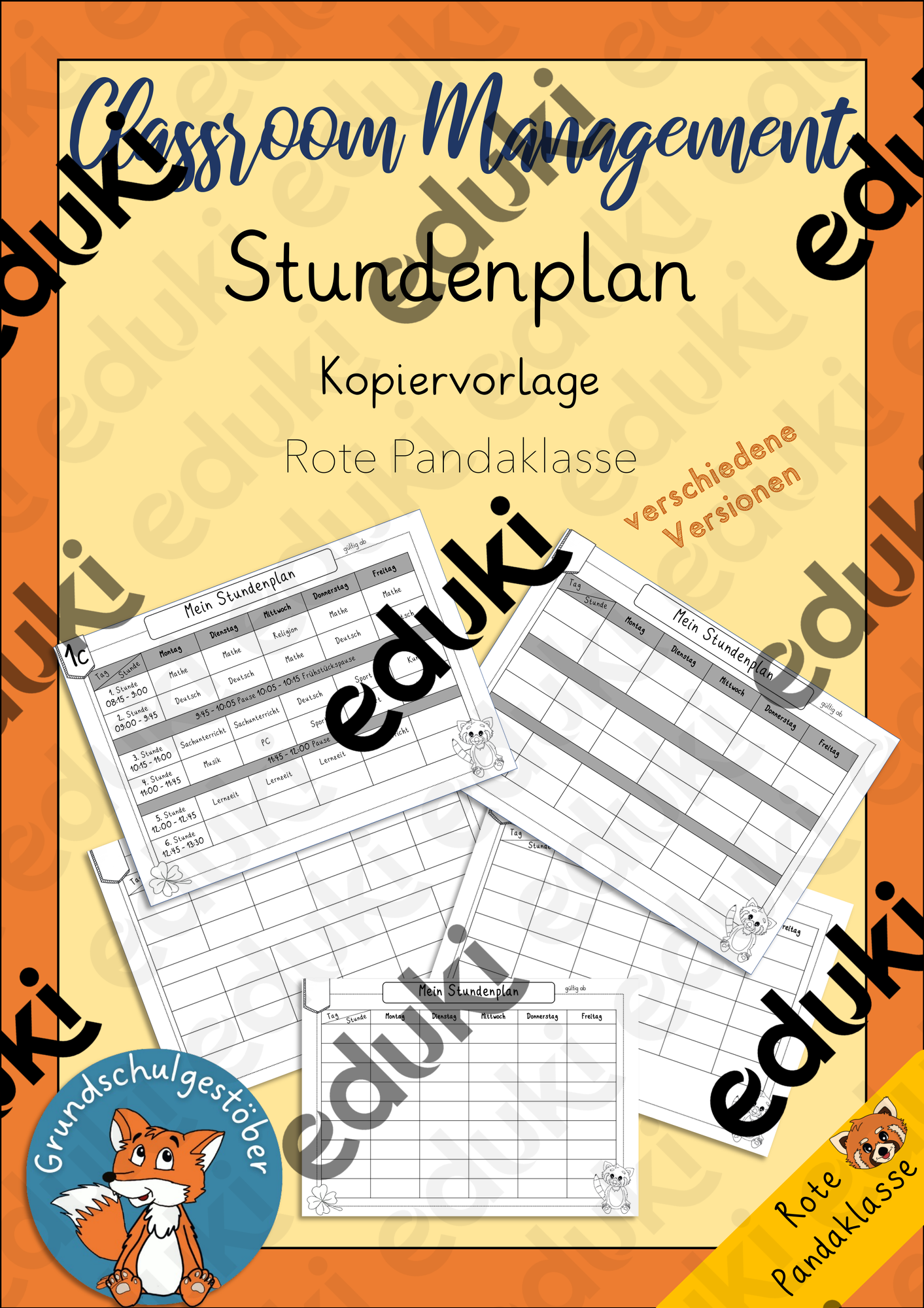 Stundenplan rote Pandaklasse – Unterrichtsmaterial im Fach ...