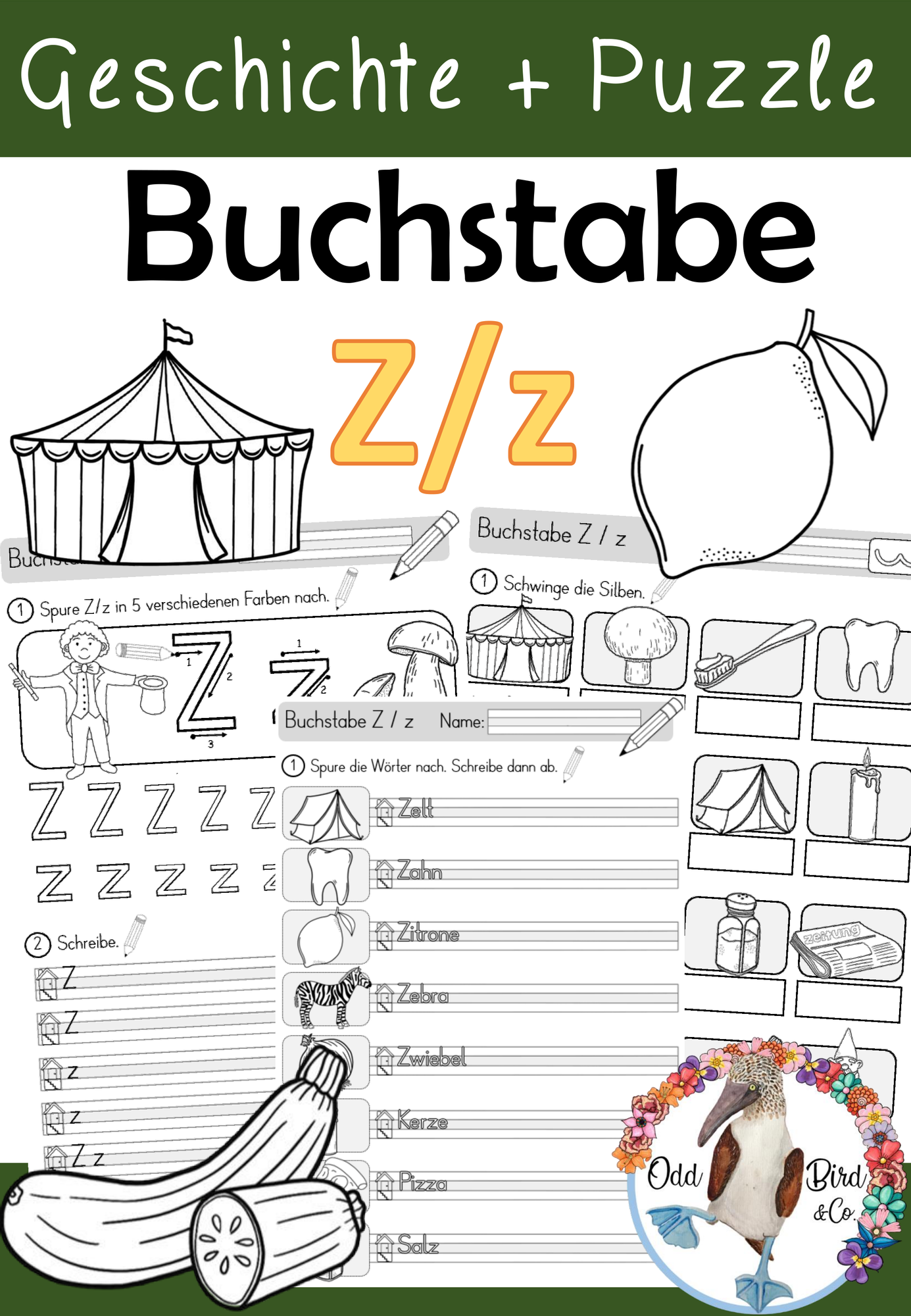 Buchstabe Z - Einführung in der 1.Klasse inklusive Geschichte