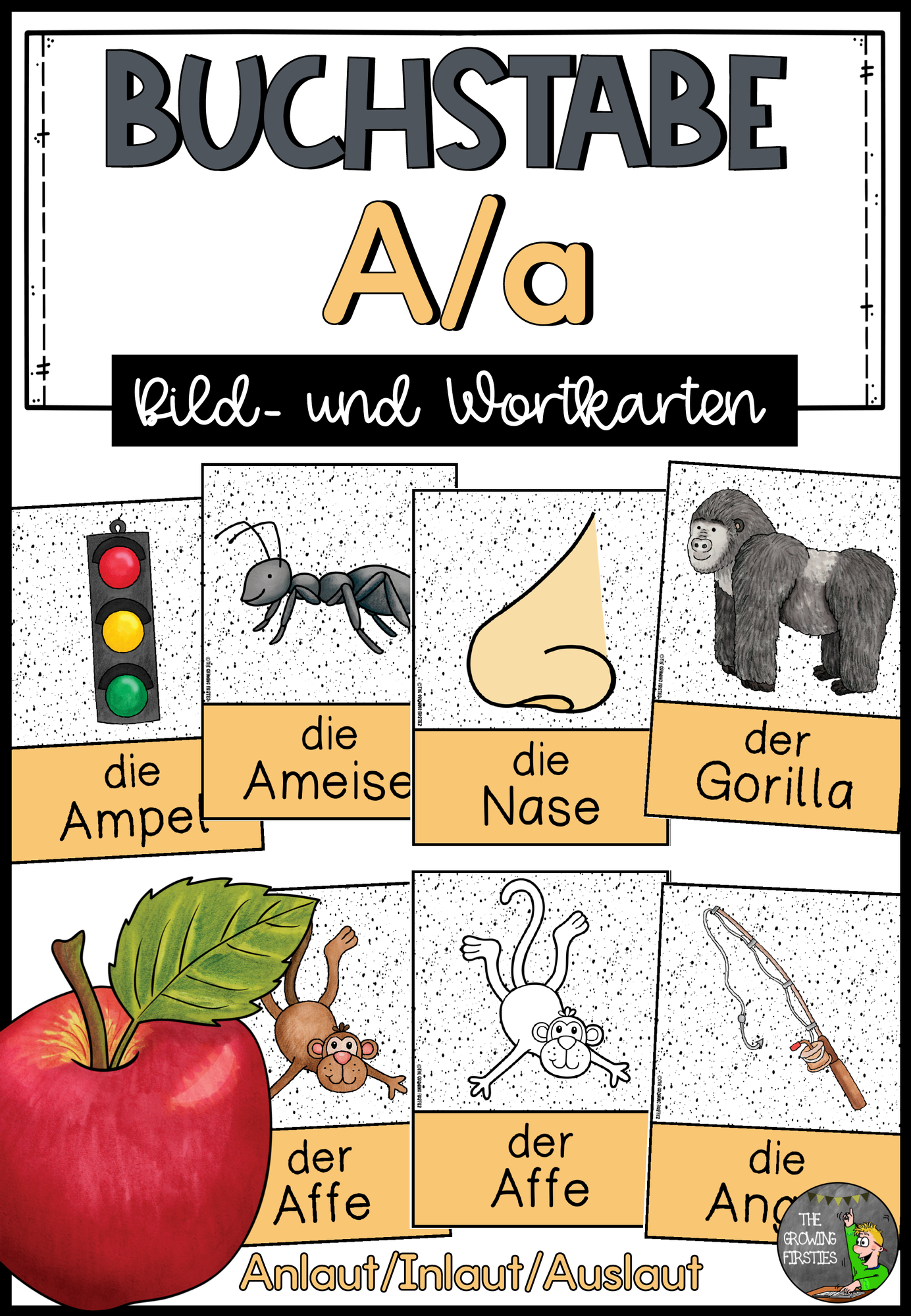 Buchstabe A/a - Bildkarten und Wortkarten (Anlaut - Inlaut - Auslaut