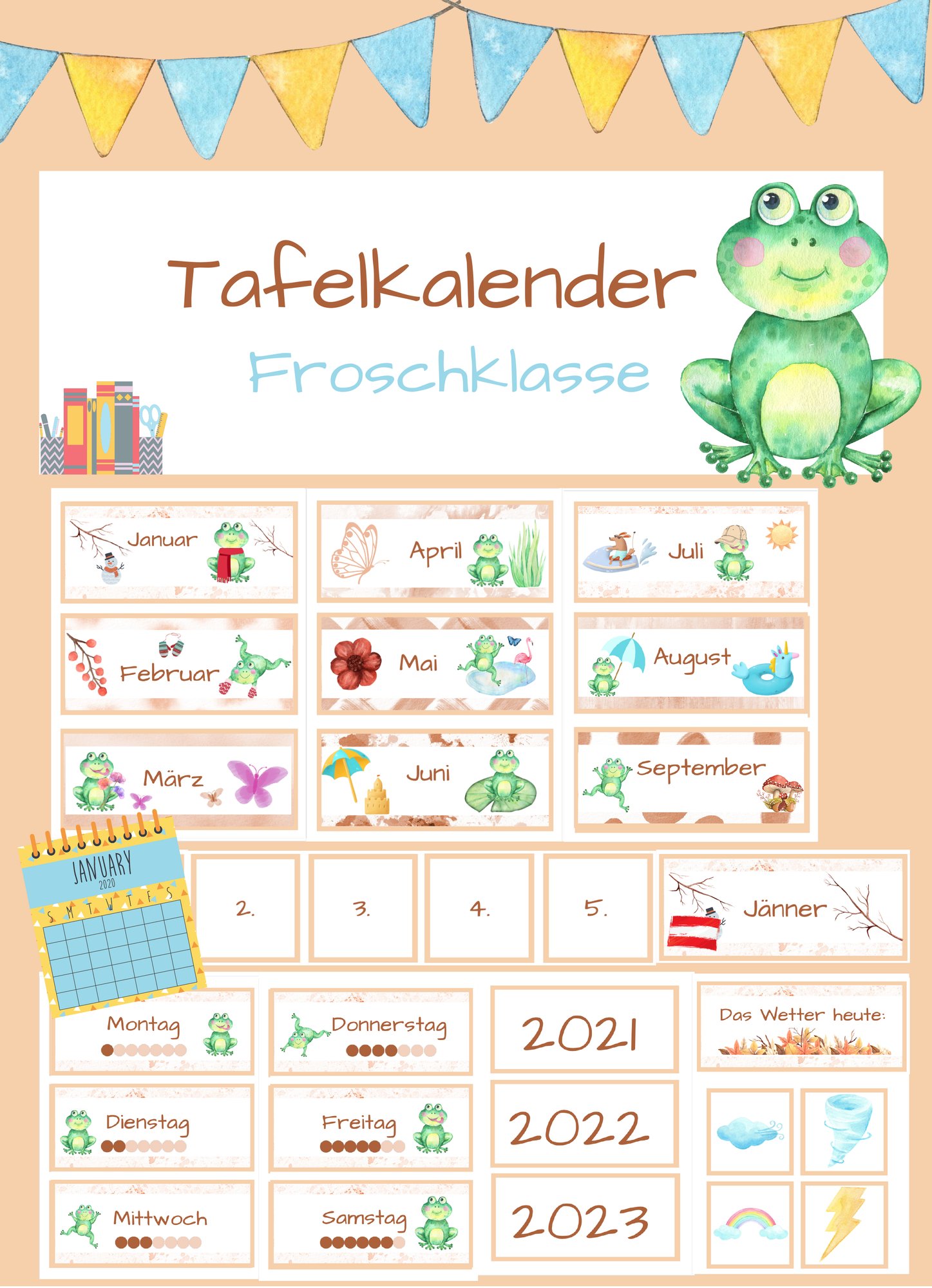 Kalender- Tafelkalender + Wetteranzeige für die Froschklasse ...