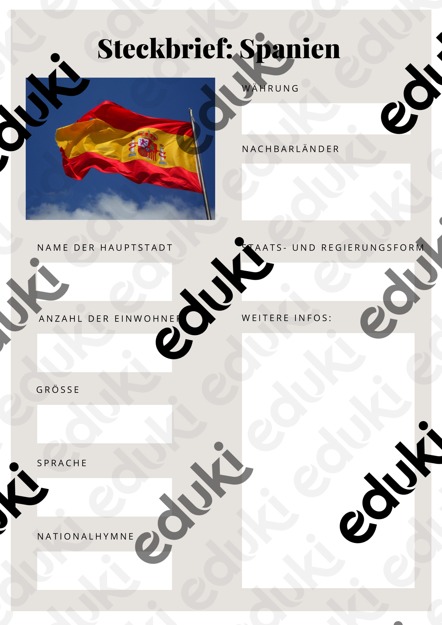 Steckbrief Spanien – Unterrichtsmaterial im Fach Spanisch