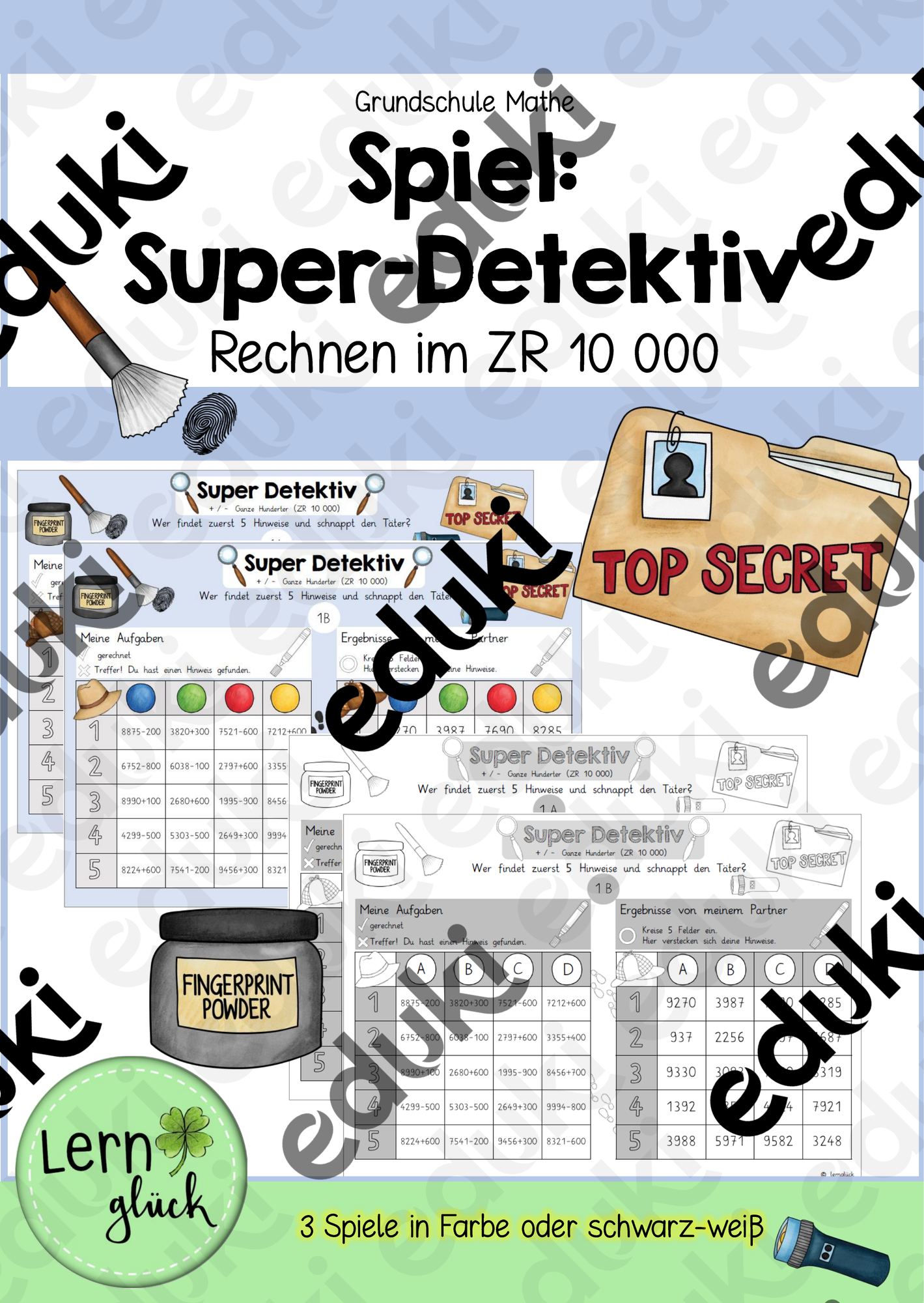 10000 spiel Spiel: Super-Detektiv (Rechnen im ZR 10000) – Unterrichtsmaterial im