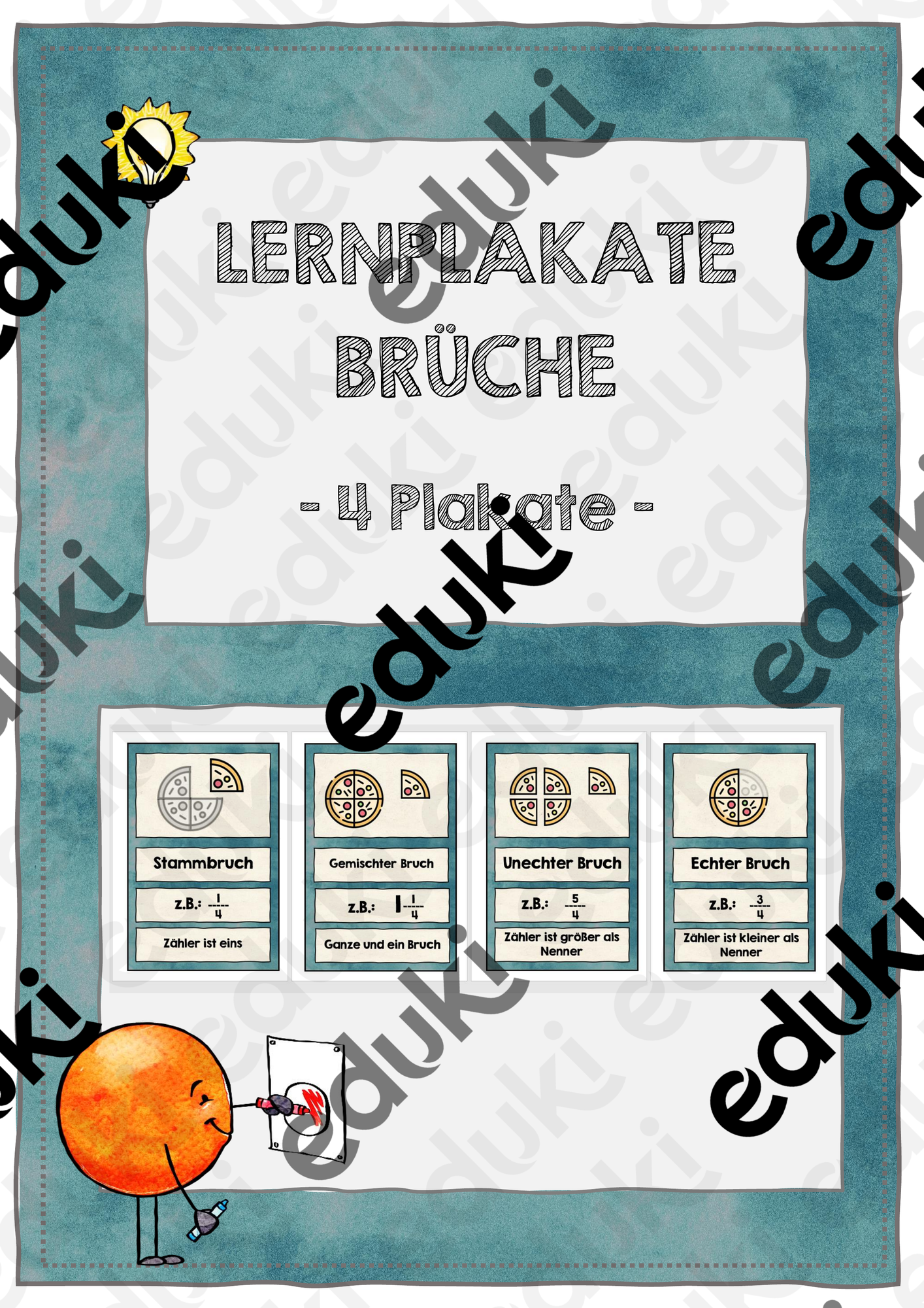 Lernplakate (Poster) unterschiedliche BRÜCHE -Tafelmaterial