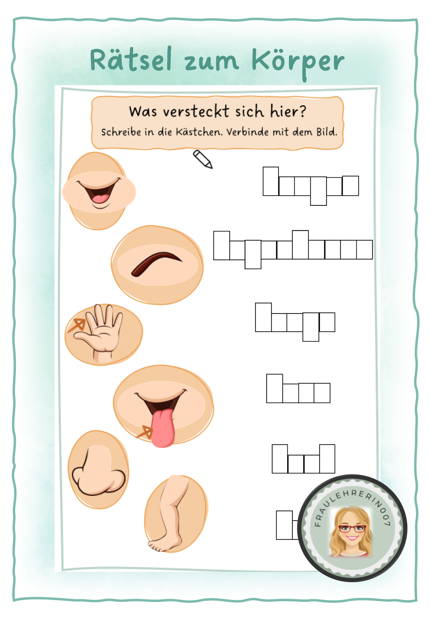 Körper Rätsel – Unterrichtsmaterial in den Fächern Sachunterricht & DaZ/DaF