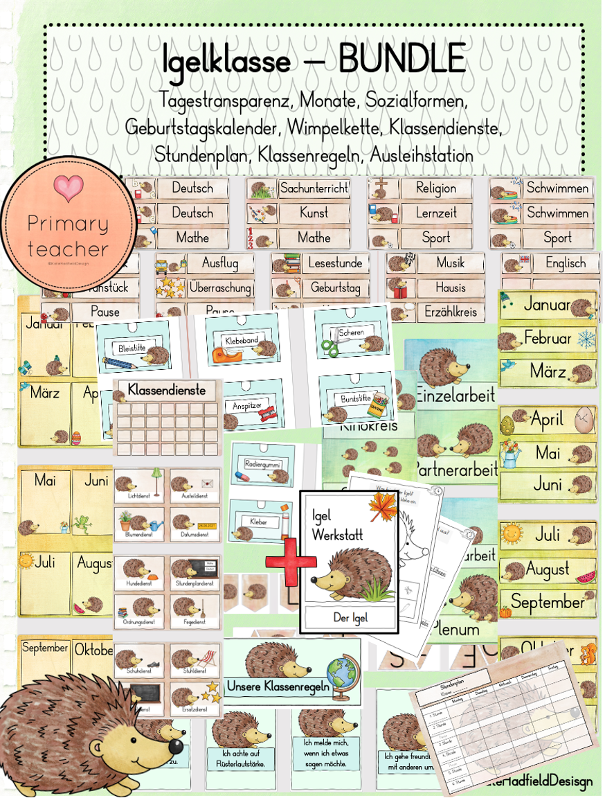BUNDLE: Igelklasse / Klassentier Igel - Classroom Management ...
