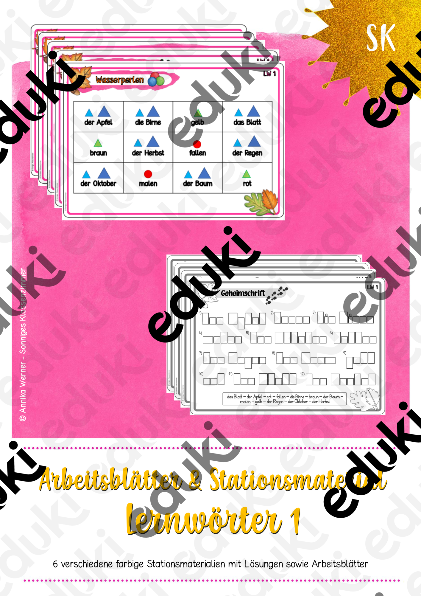 Lernwörter 1 - Stationsmaterial + Arbeitsblätter – Unterrichtsmaterial