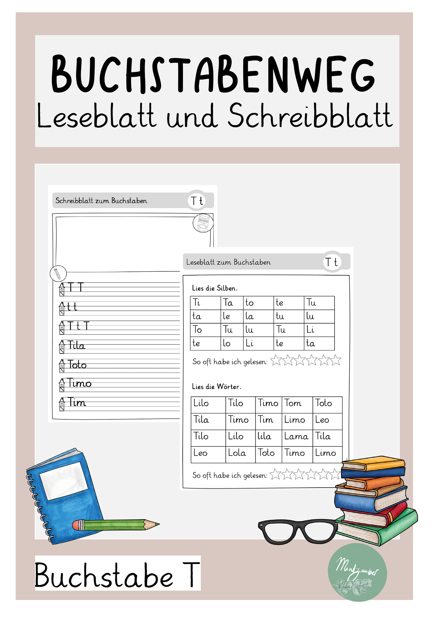 Schreibblatt und Leseblatt zum T t ABC der Tiere – Unterrichtsmaterial