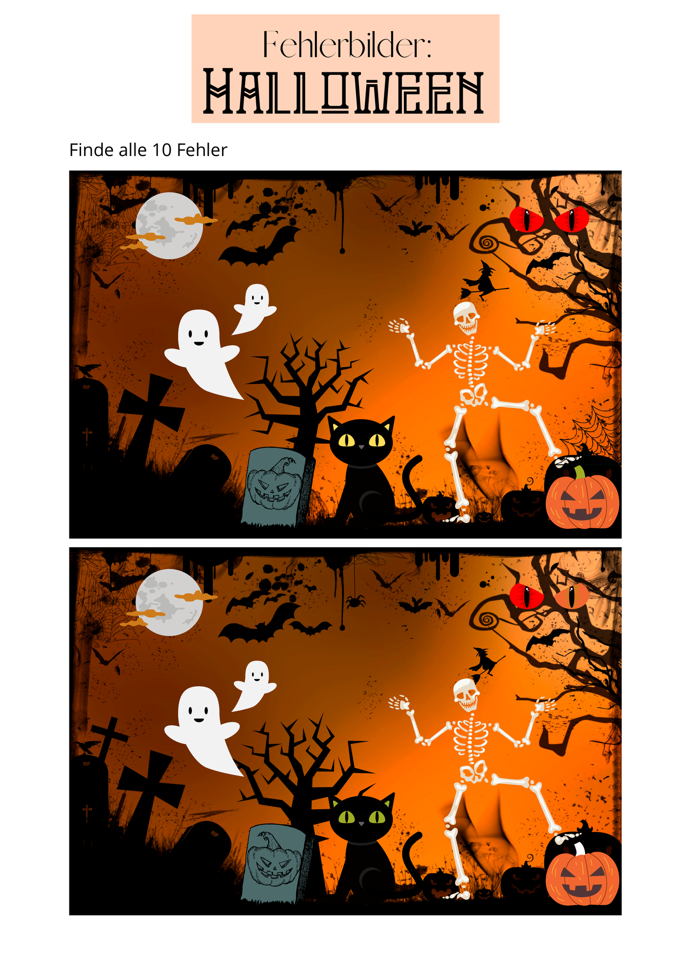 Fehlerbilder Halloween Konzentration – Unterrichtsmaterial in den