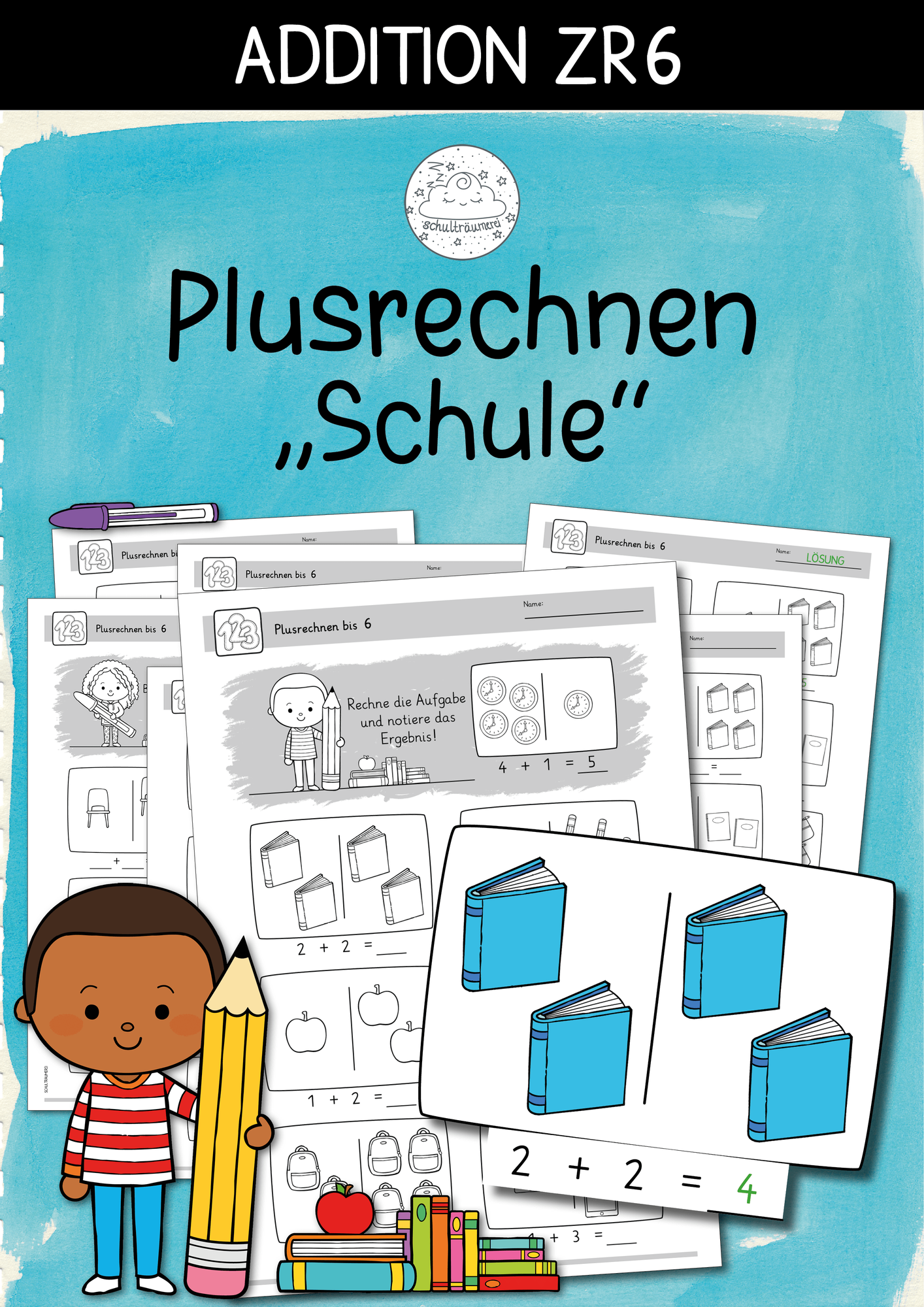 Plusrechnen "Schule" | Addition ZR 6 – Unterrichtsmaterial im Fach