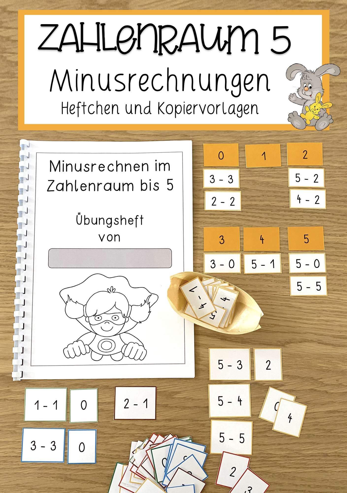 Minusrechnen im Zahlenraum 5 – Legematerial und KV