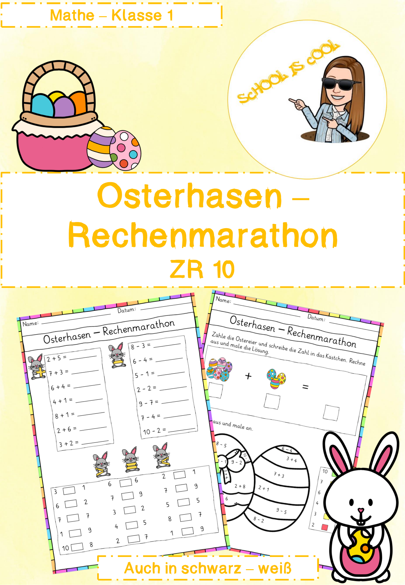 Osterhasen - Rechenmarathon: Zahlenraum 10 – Unterrichtsmaterial in den