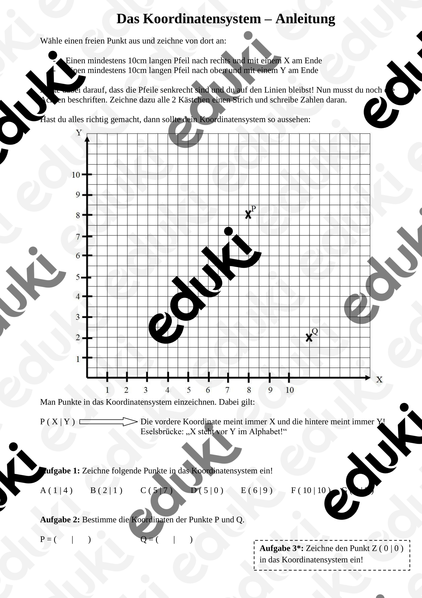 Das Koordinatensystem Anleitung Unterrichtsmaterial Im Fach Mathematik das-koordinatensystem-anleitung-unterrichtsmaterial-im-fach-mathematik