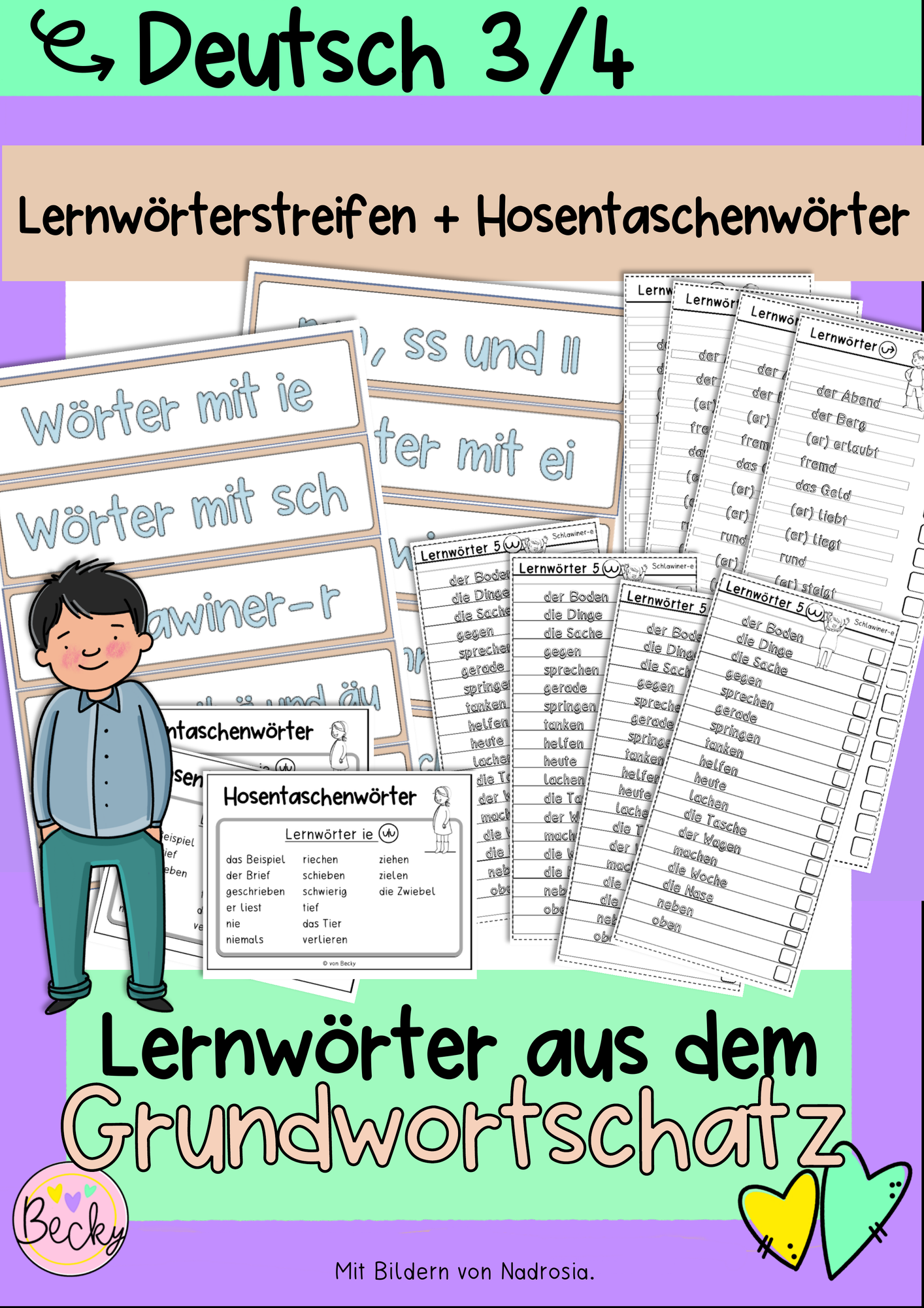 Lernwörter aus dem Grundwortschatz (Lernwörterstreifen