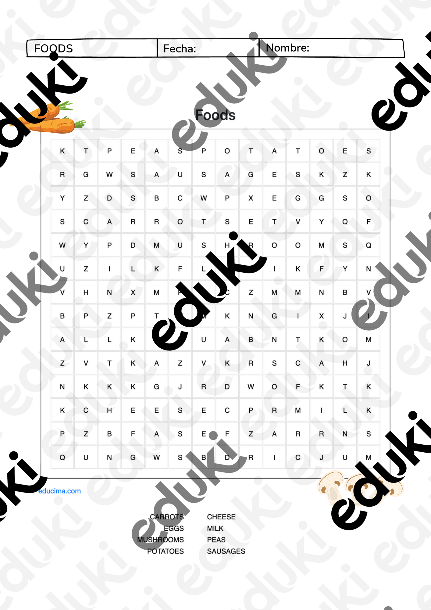 Sopa de letras: Foods - material de la siguiente asignatura Inglés ...