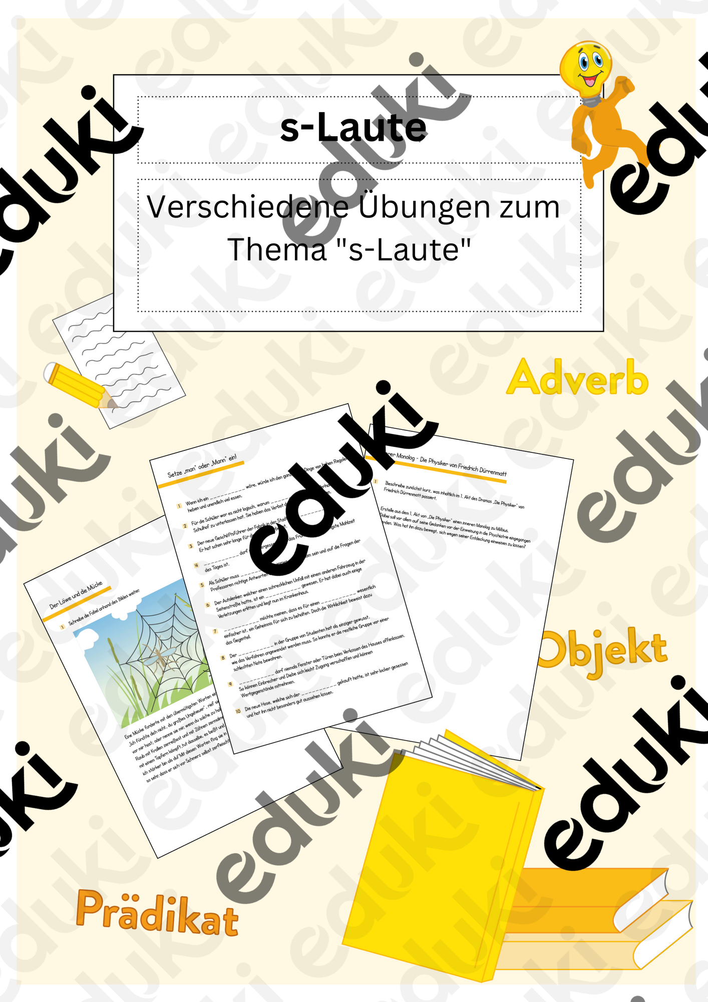 s-Laute - Übersicht s-Laute, 10 Übungen incl. Lösungen