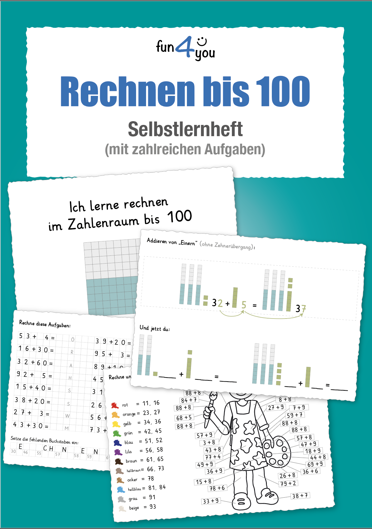 Rechenheft Zahlenraum bis 100 – Übungen, Rechenrätsel & visuelle Balken