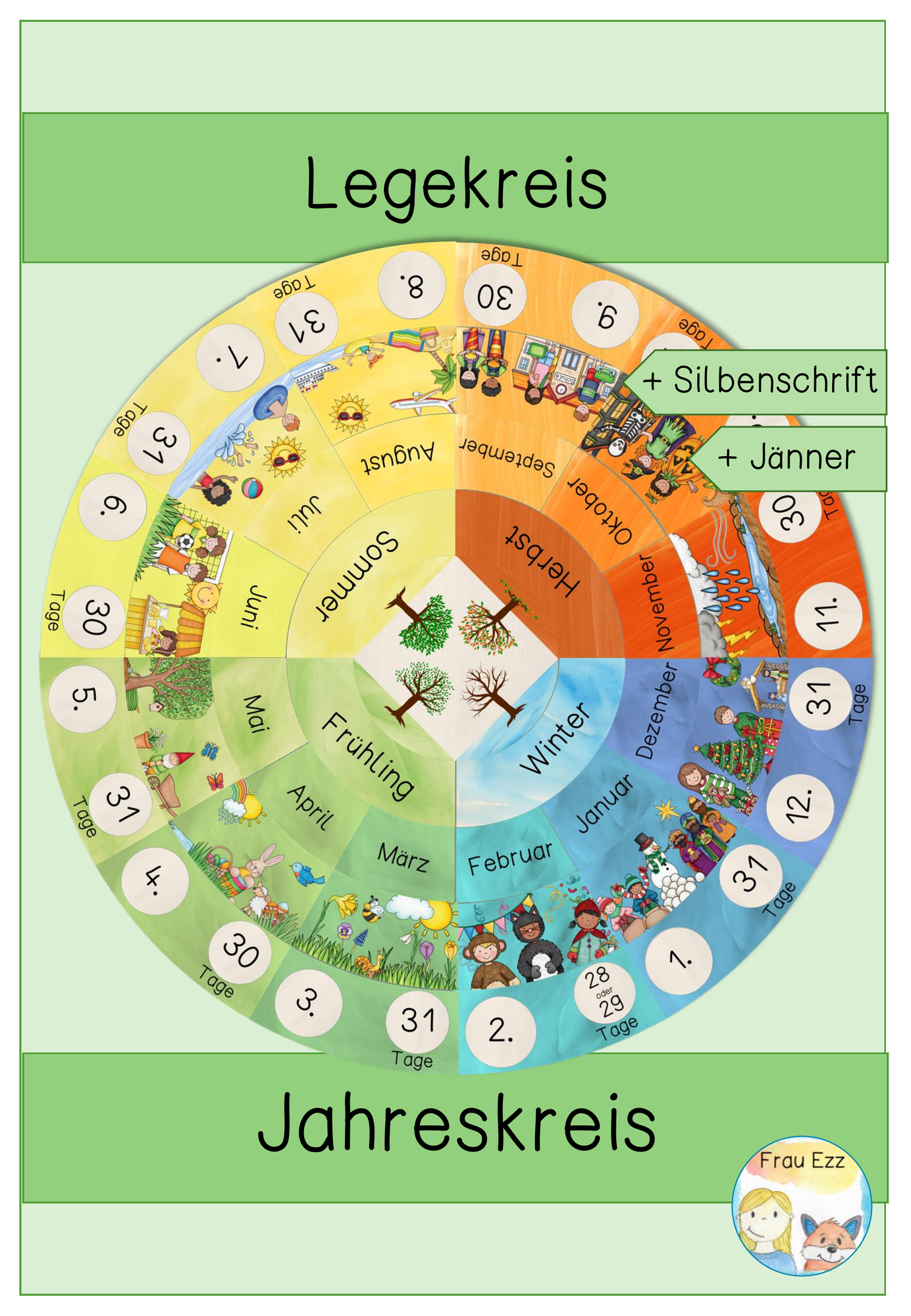  Legekreis - Jahreszeiten - Jahr - Monate - Kalender Bildidee 