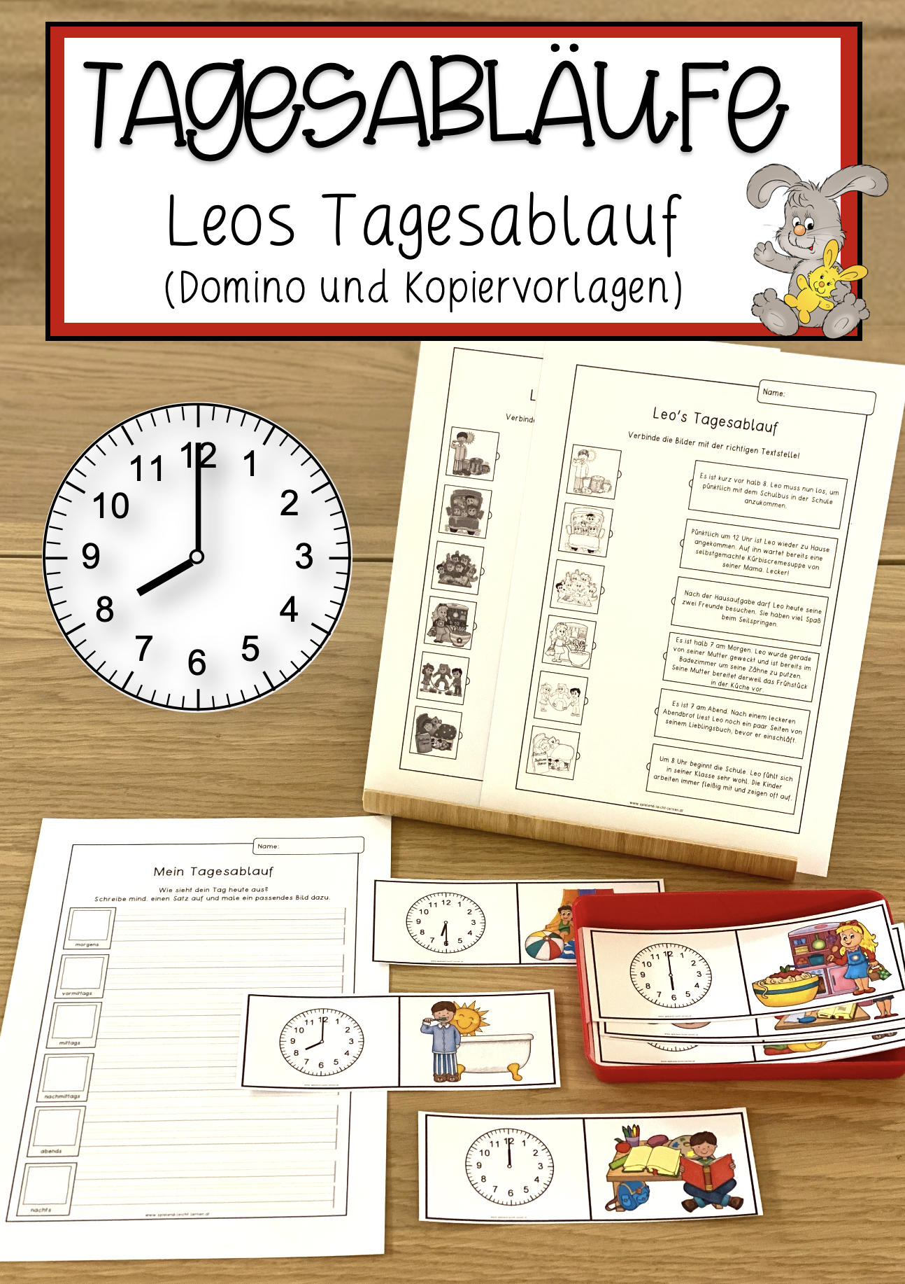 Tagesabläufe und Zeiten zuordnen – Unterrichtsmaterial im Fach
