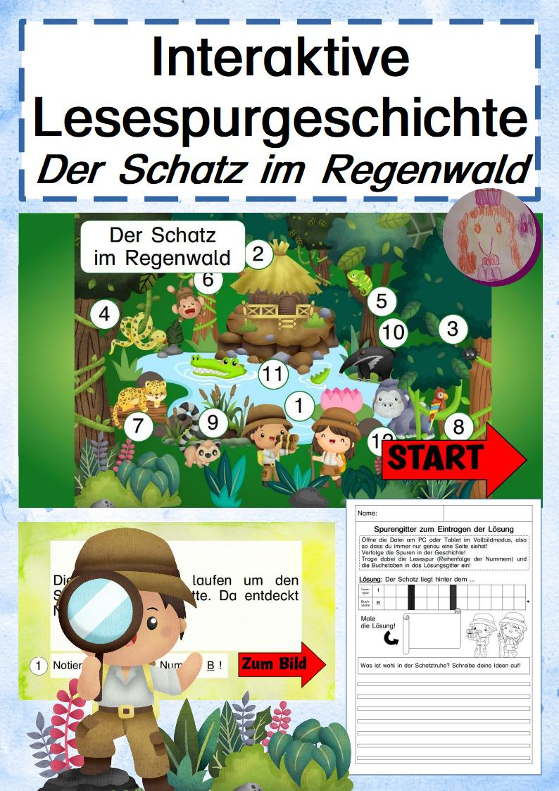 Interaktive Lesespurgeschichte: Der Schatz im Regenwald
