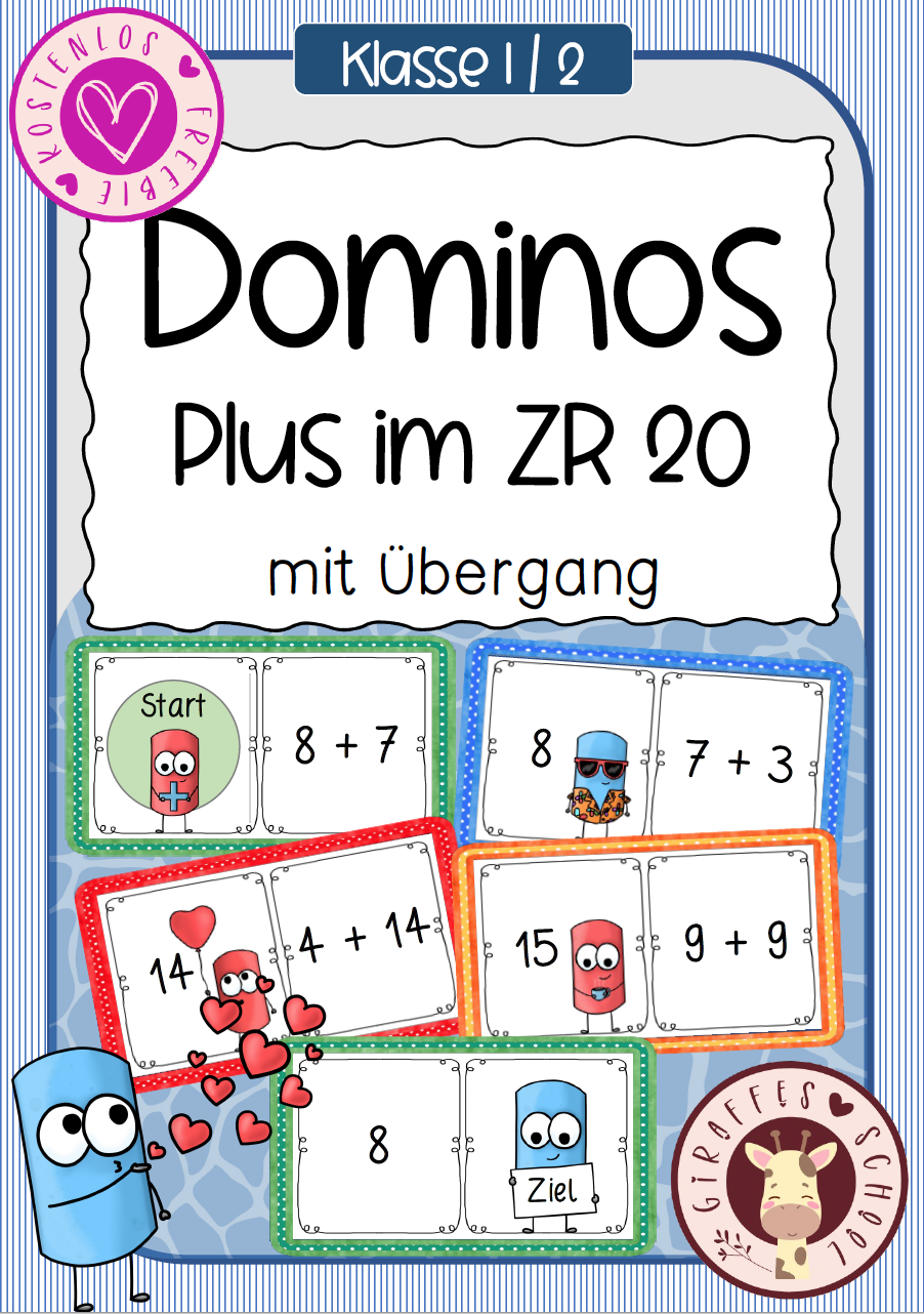 DOMINOS Addition im Zahlenraum 20 (mit Übergang) – Unterrichtsmaterial