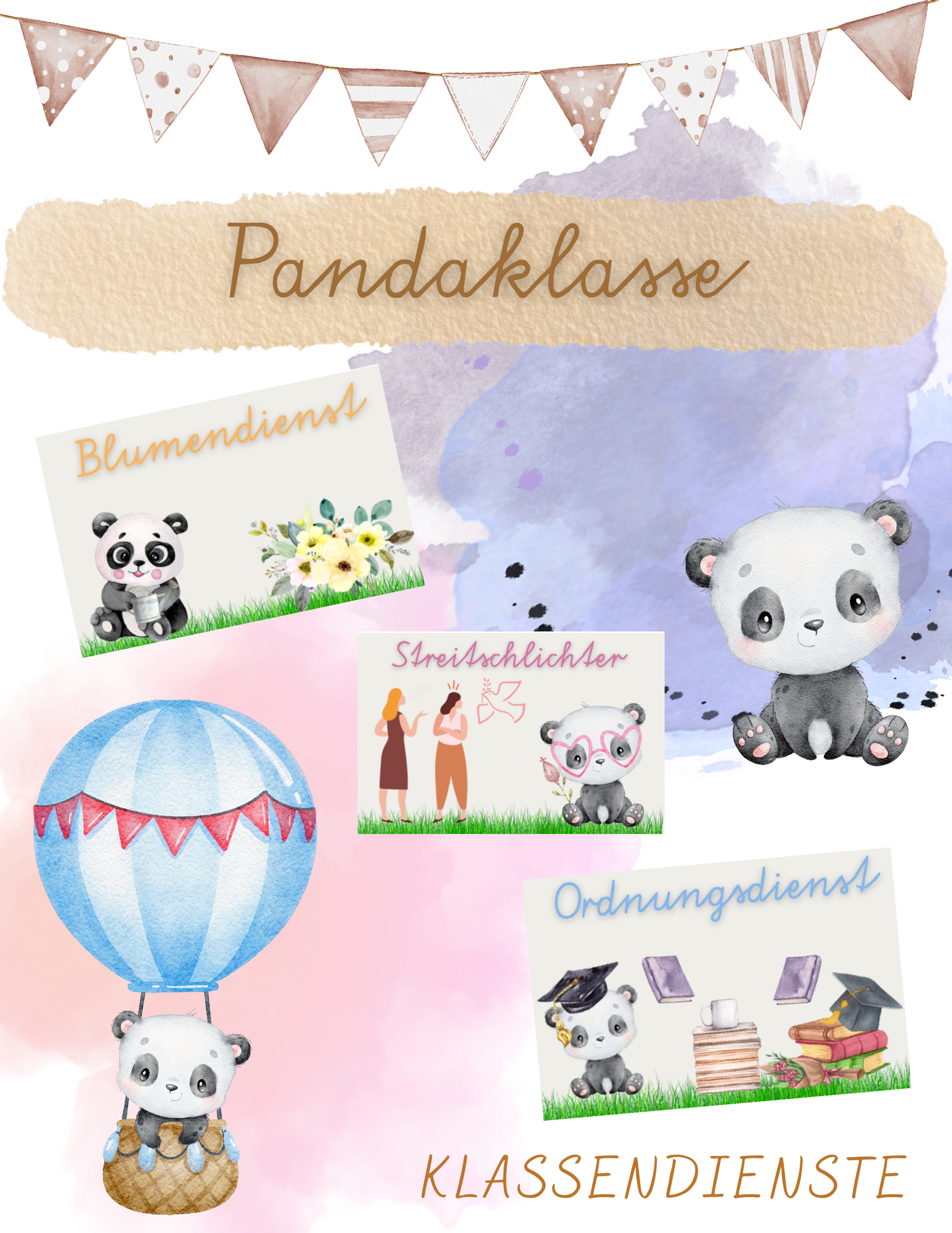 Klassendienste für die Pandaklasse – Unterrichtsmaterial im Fach ...