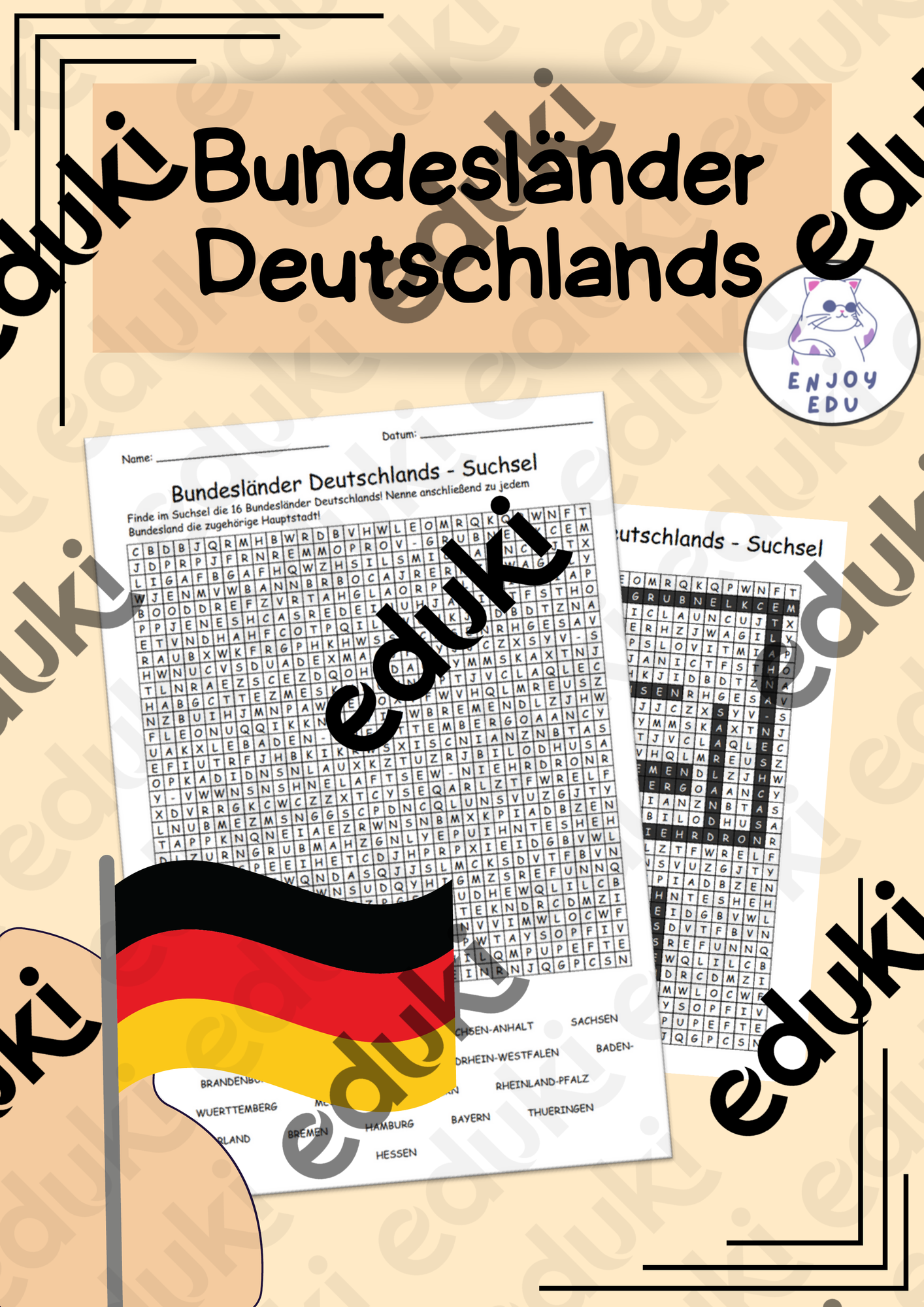 Bundesländer Deutschlands - Suchsel – Unterrichtsmaterial im Fach Erdkunde