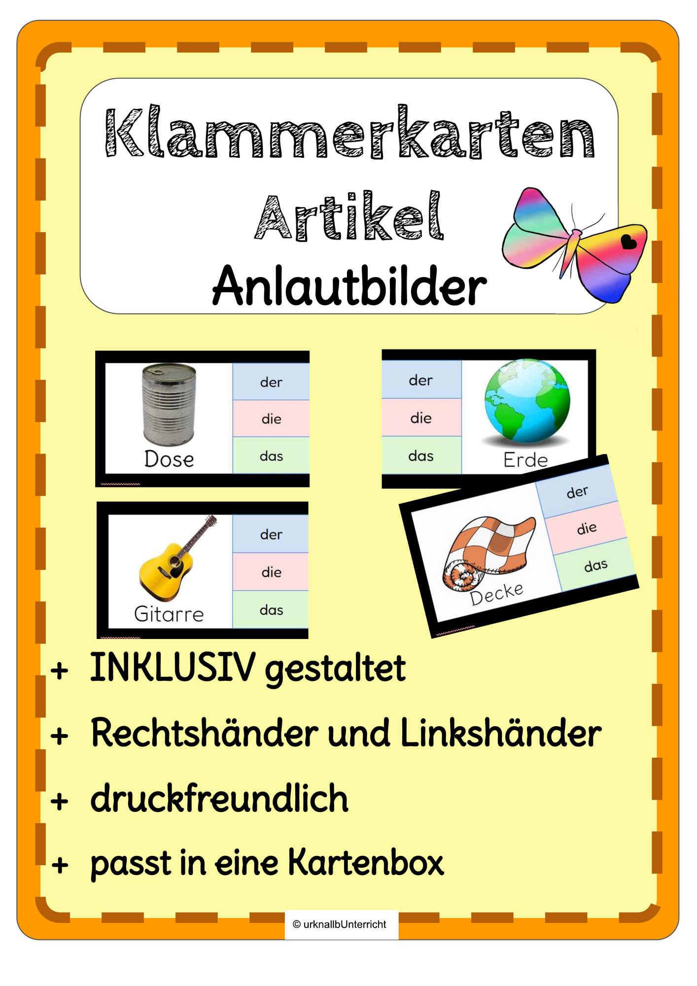 Klammerkarten Anlaute Artikel - inklusiv gestaltet