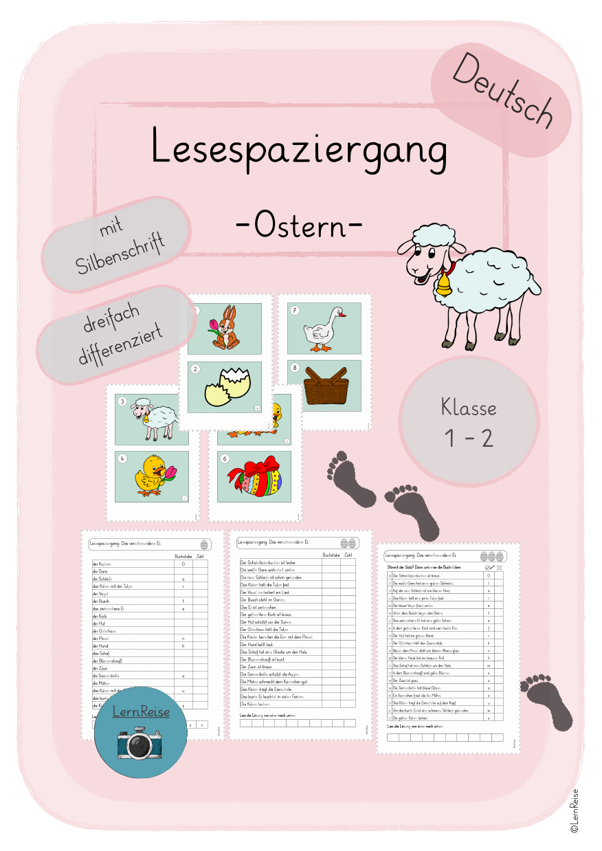 Lesespaziergang zu Ostern für Klasse 1-2 – Unterrichtsmaterial im Fach