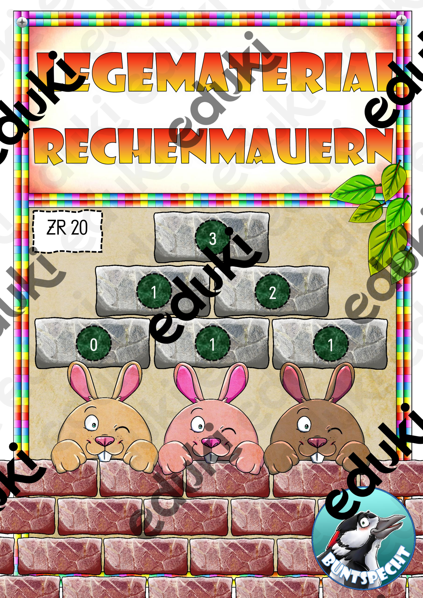 Rechenmauern - Legematerial : Addieren im Zahlenraum 20