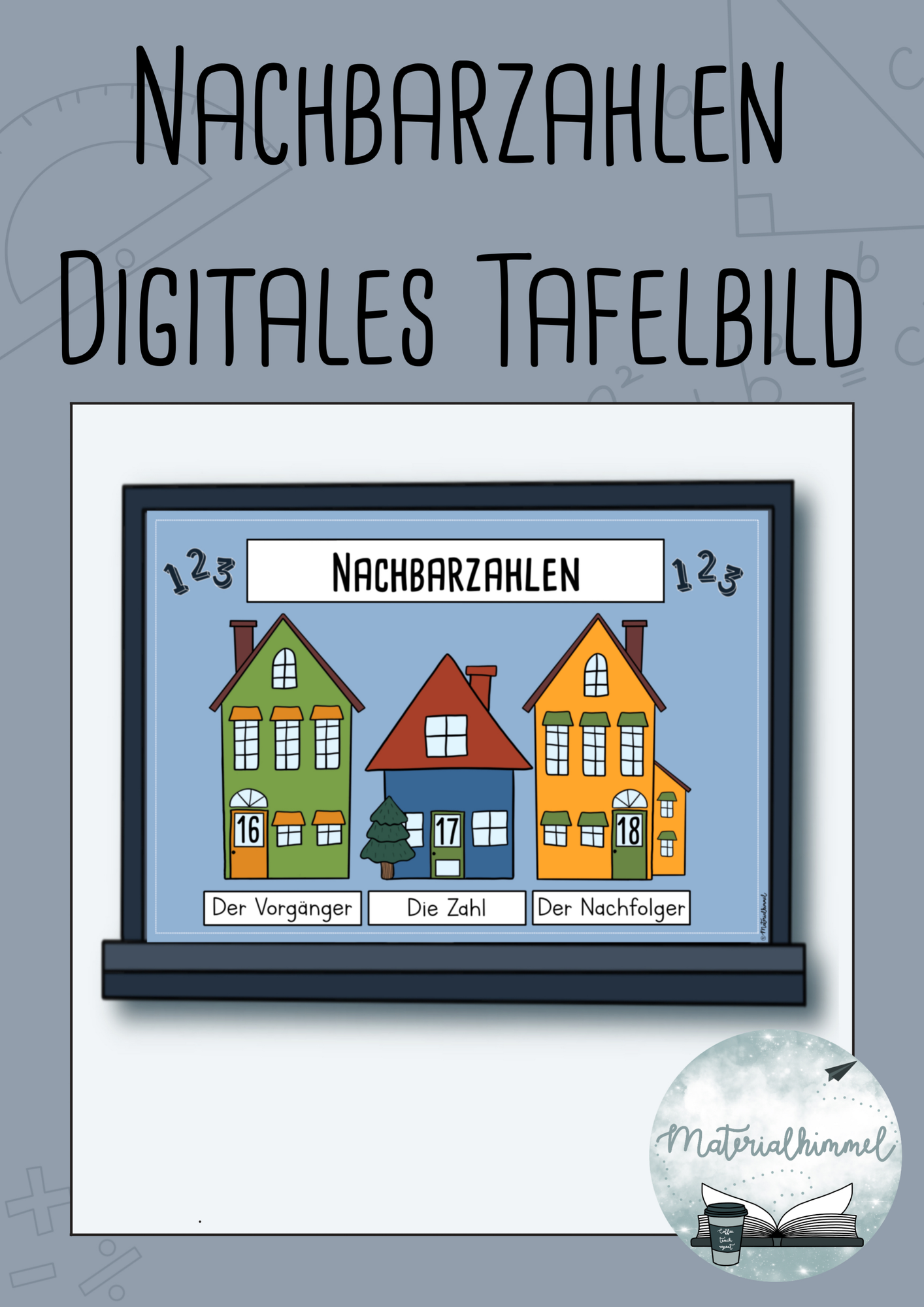 Nachbarzahlen digitales Tafelbild – Unterrichtsmaterial im Fach Mathematik