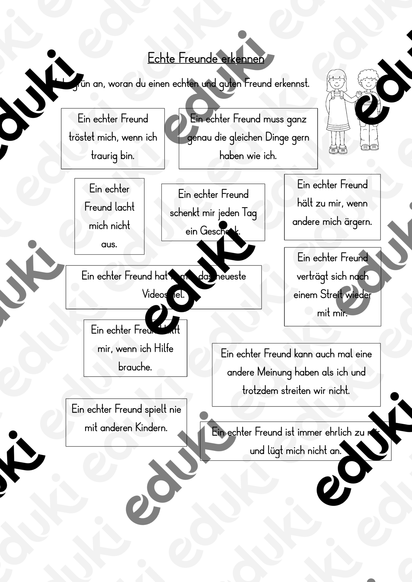 Freundschaft Echte Freunde Ethik – Unterrichtsmaterial im Fach Ethik ...