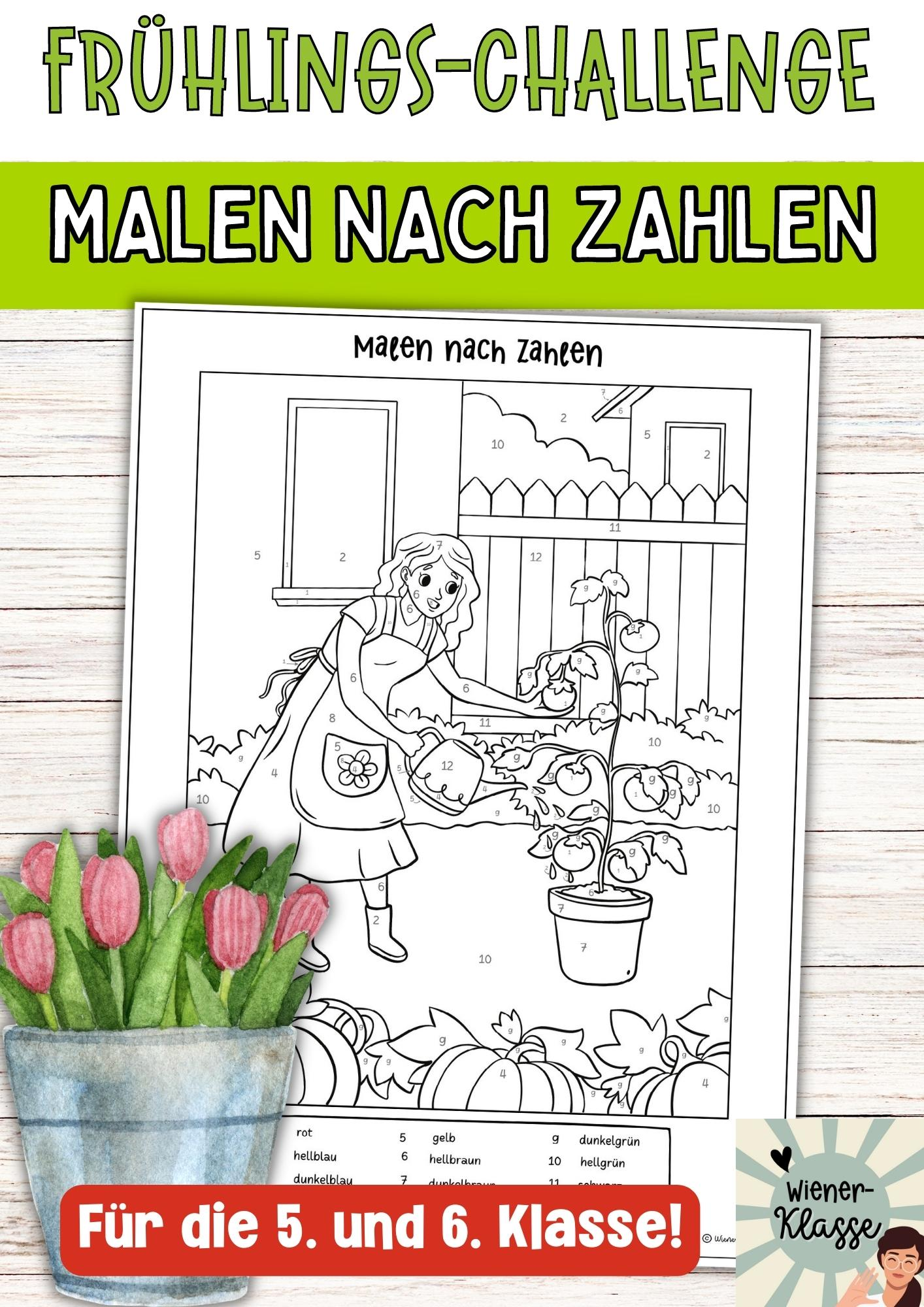 Frühling / Ostern -Malen nach Zahlen / Ausmalbild – Unterrichtsmaterial