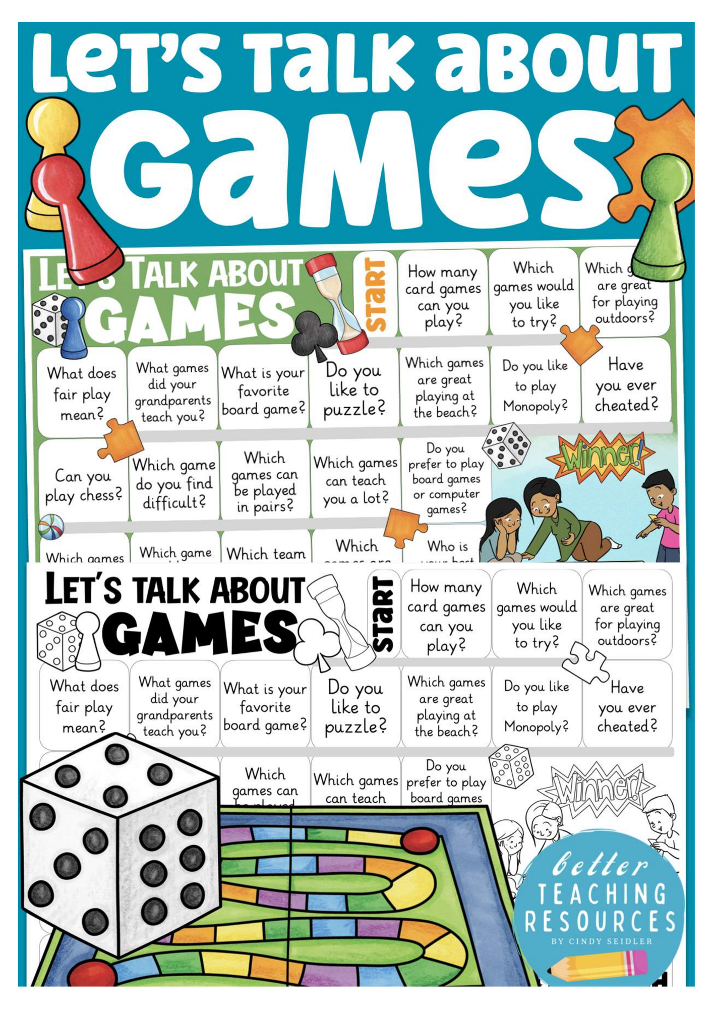 games speaking English game Inglés material de la siguiente